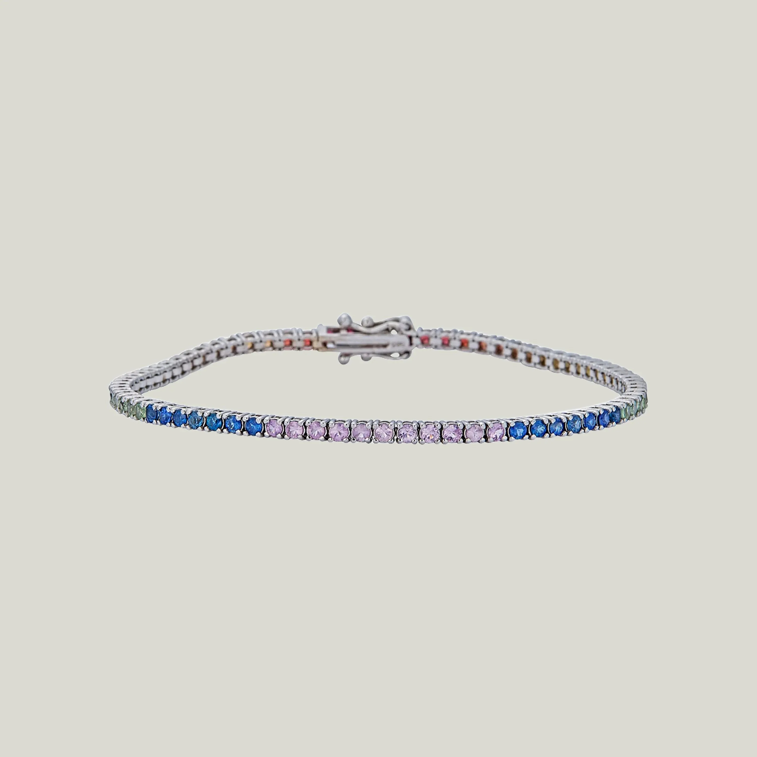 14K WG Multi-Color Sapphire Tennis Bracelet