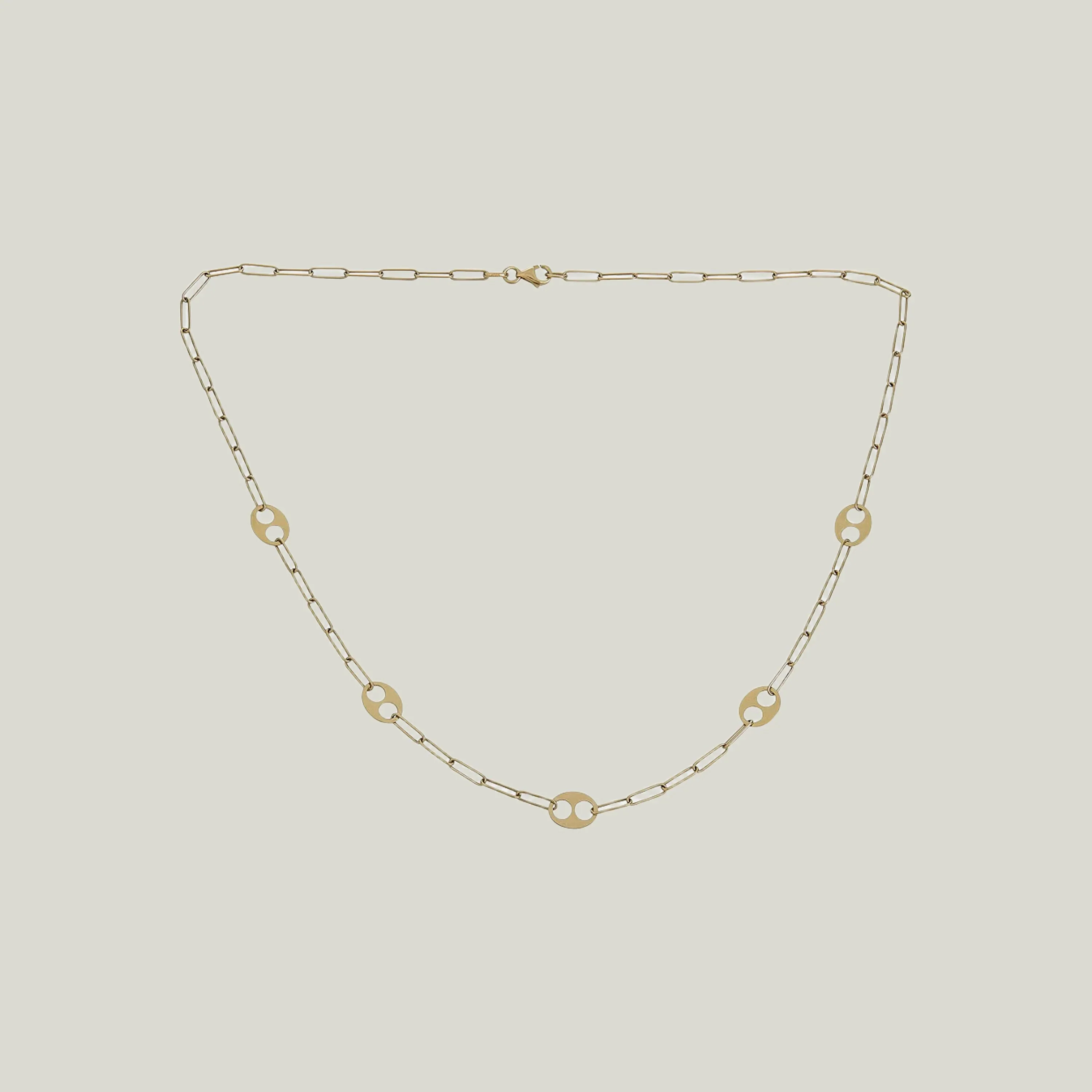 14K Yellow Gold Flat Mixed-Link Necklace