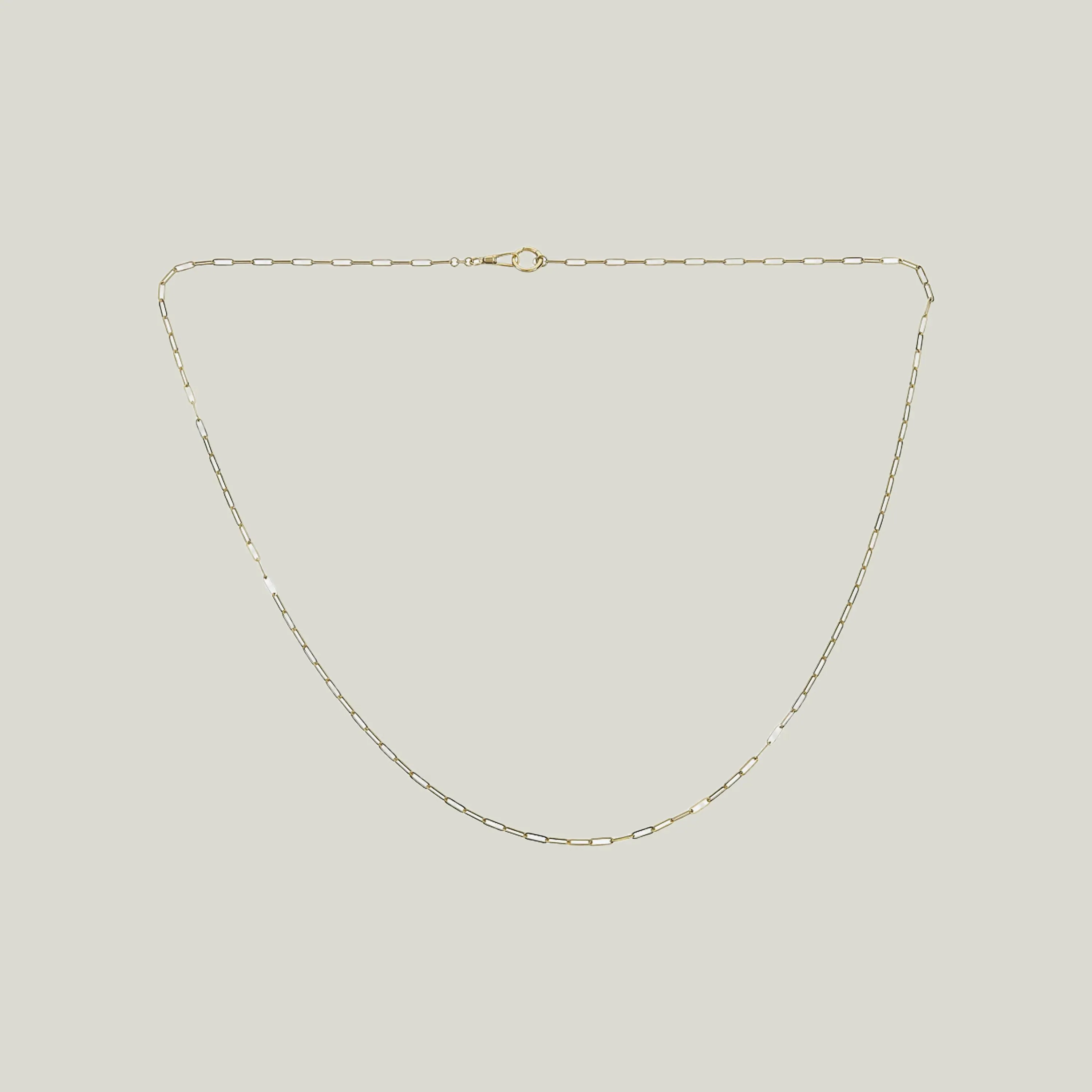 14K Yellow Gold Paper Clip With Charm Clasp Necklace - Image 3