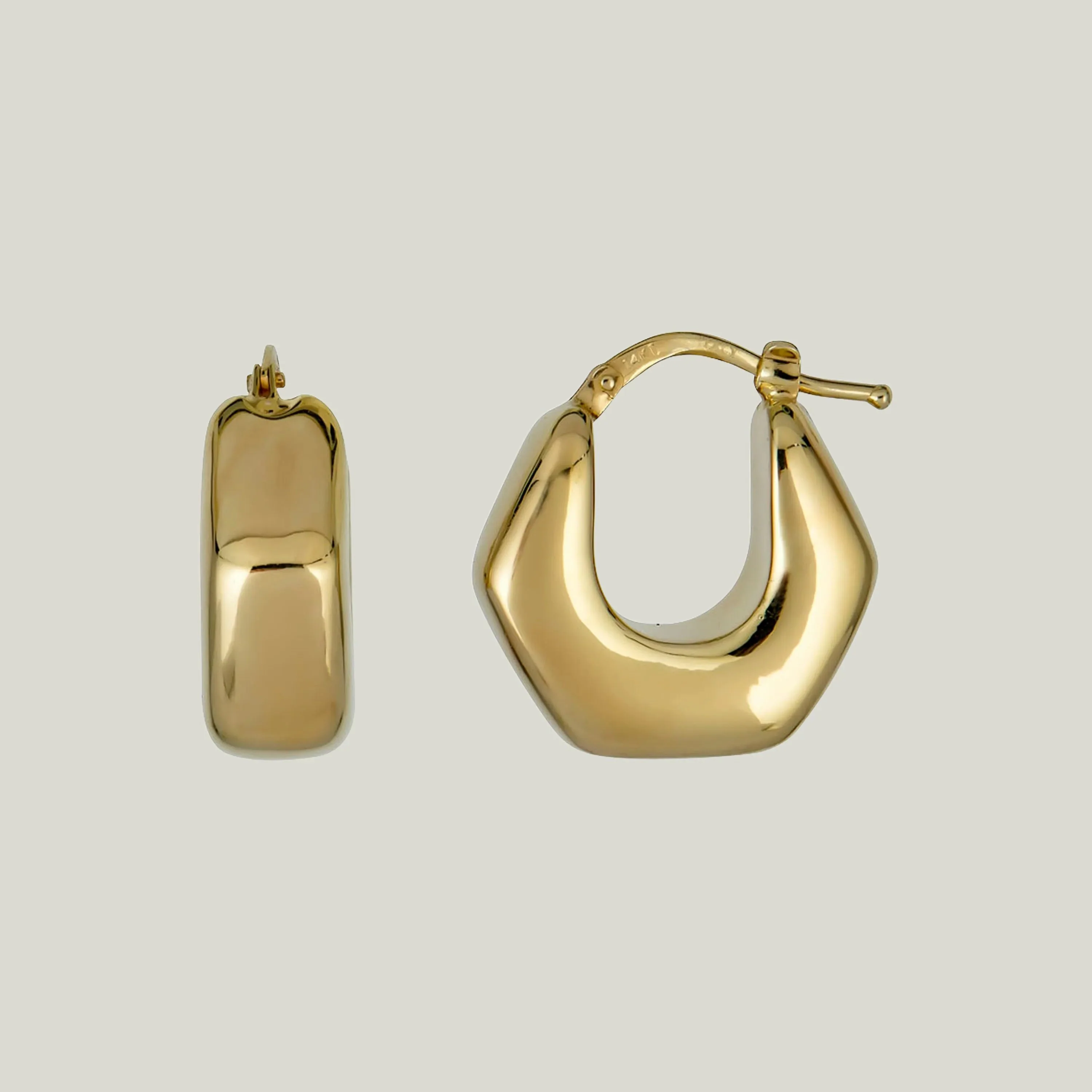 14K Yellow Gold Geometric Hoop Earring