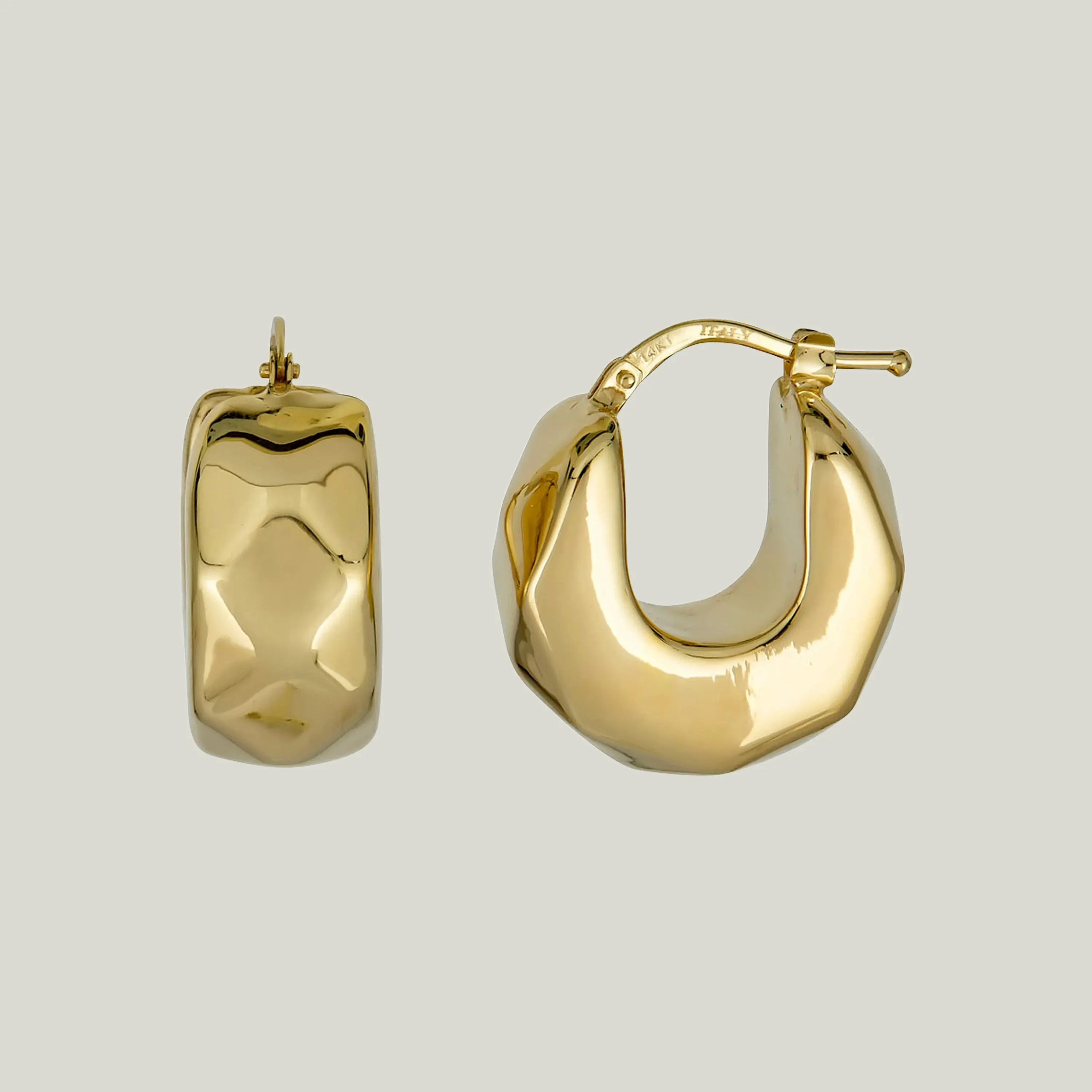 14K Yellow Gold Geometric Hoop Earring