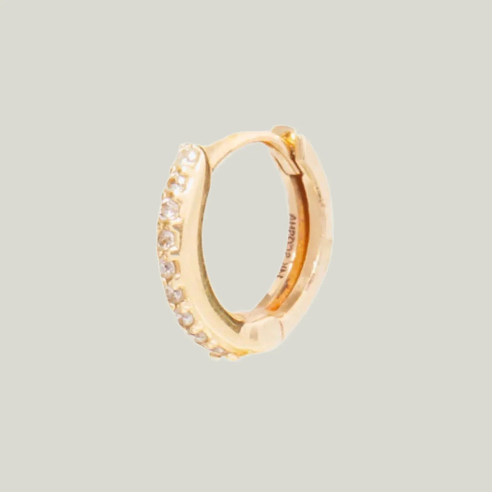 14K Hoop with White Diamonds