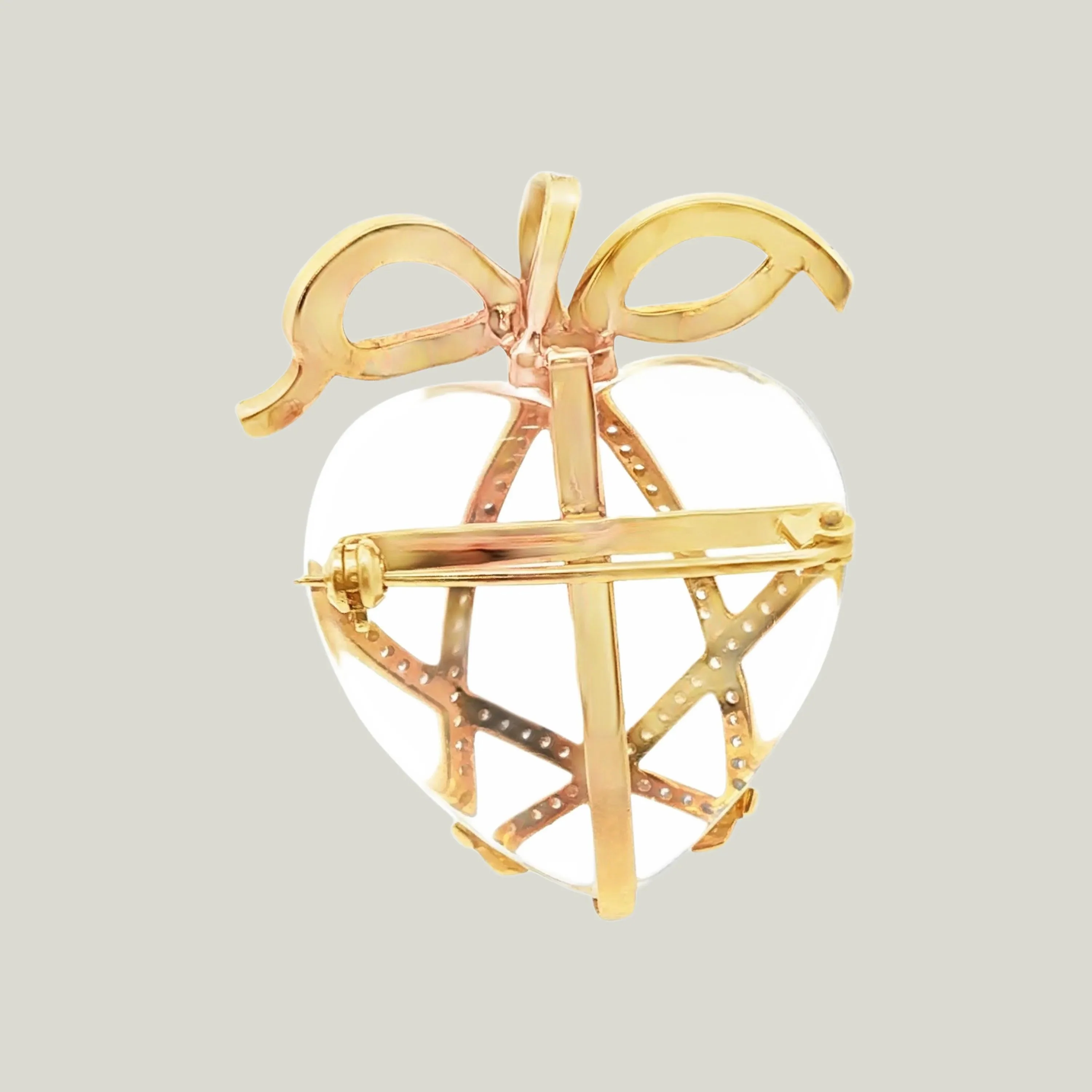 18K 1950's Crystal Diamond Heart Pendant - Image 2