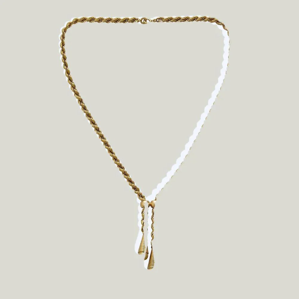 18K Yellow Gold Rope Tassel Necklace