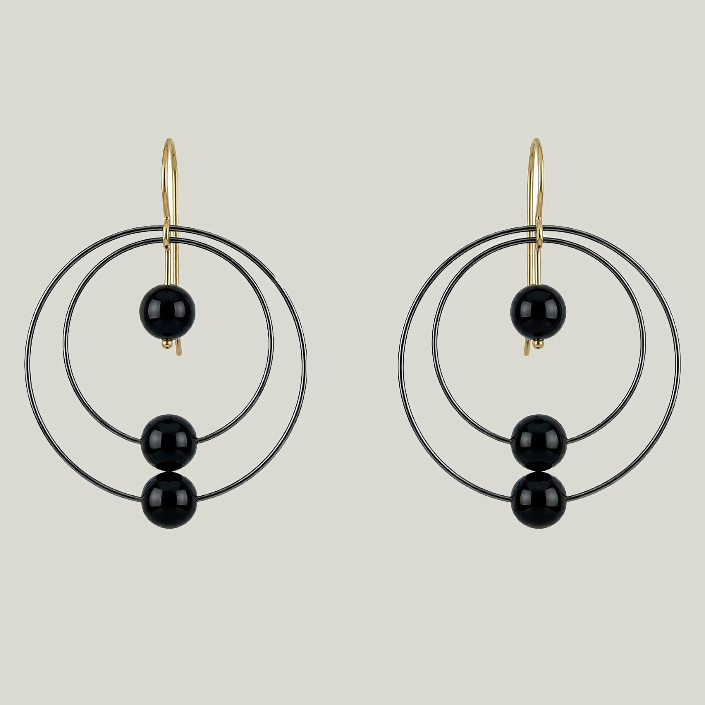 Black Onyx Concentric Earrings