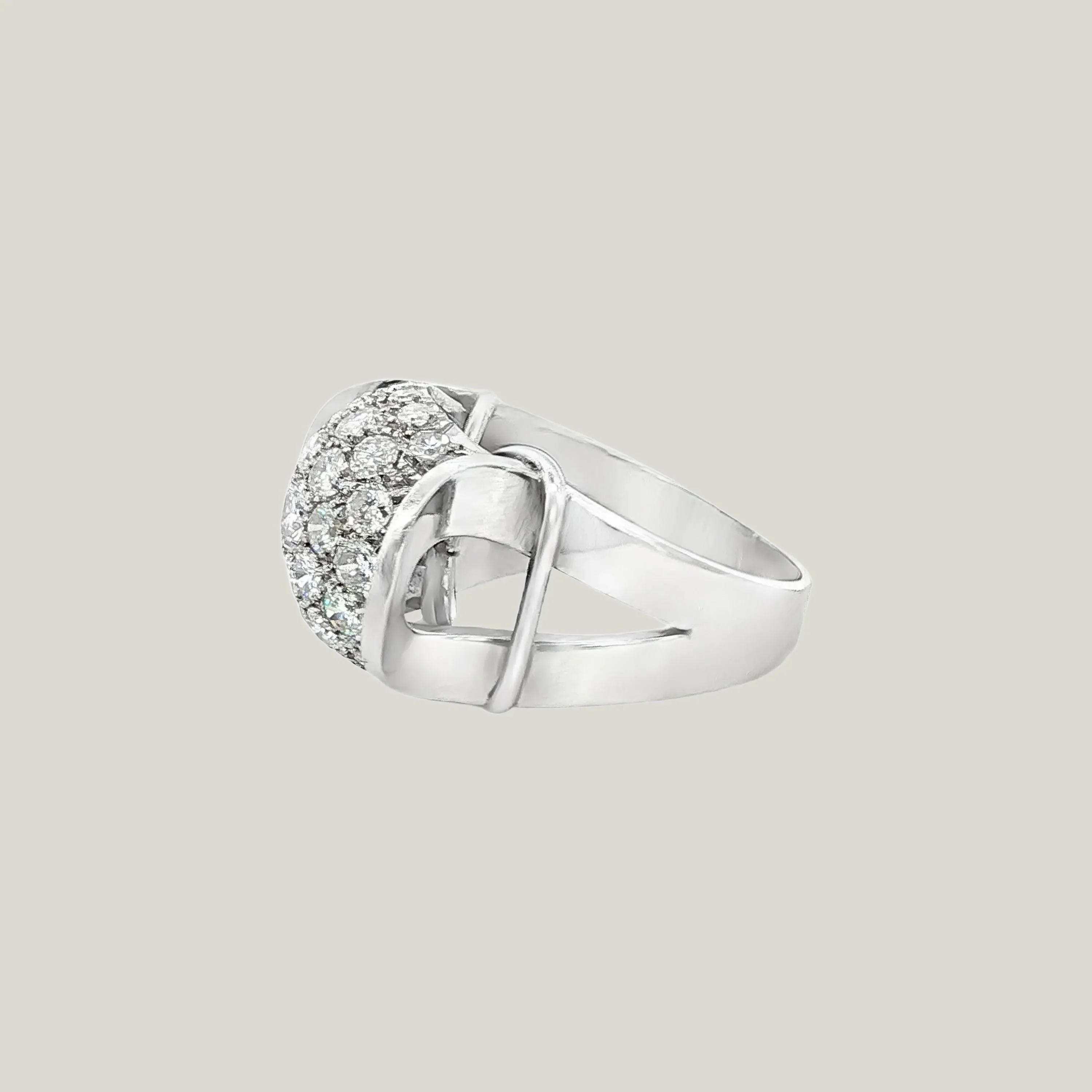 1950s Diamond Dome Cocktail Ring in White Gold