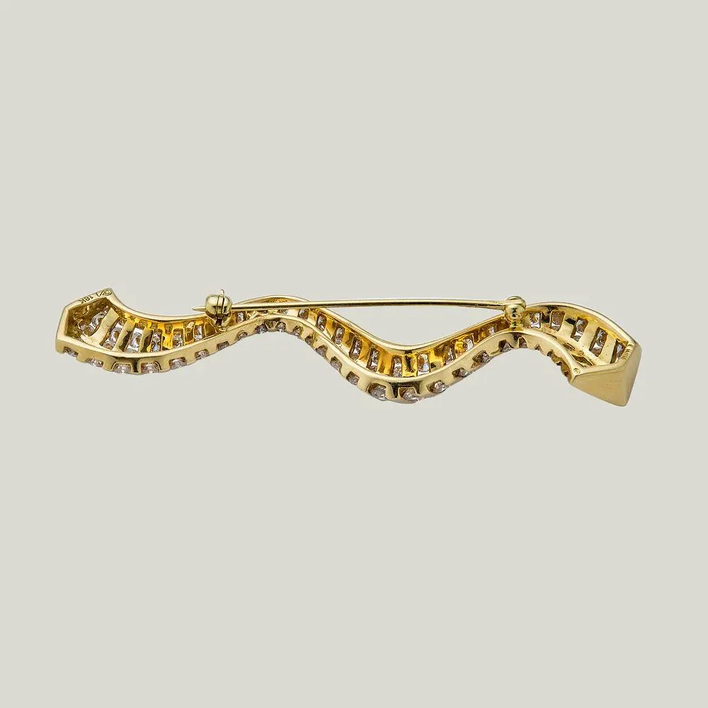 1980s Diamond Ribbon Brooch - Image 2