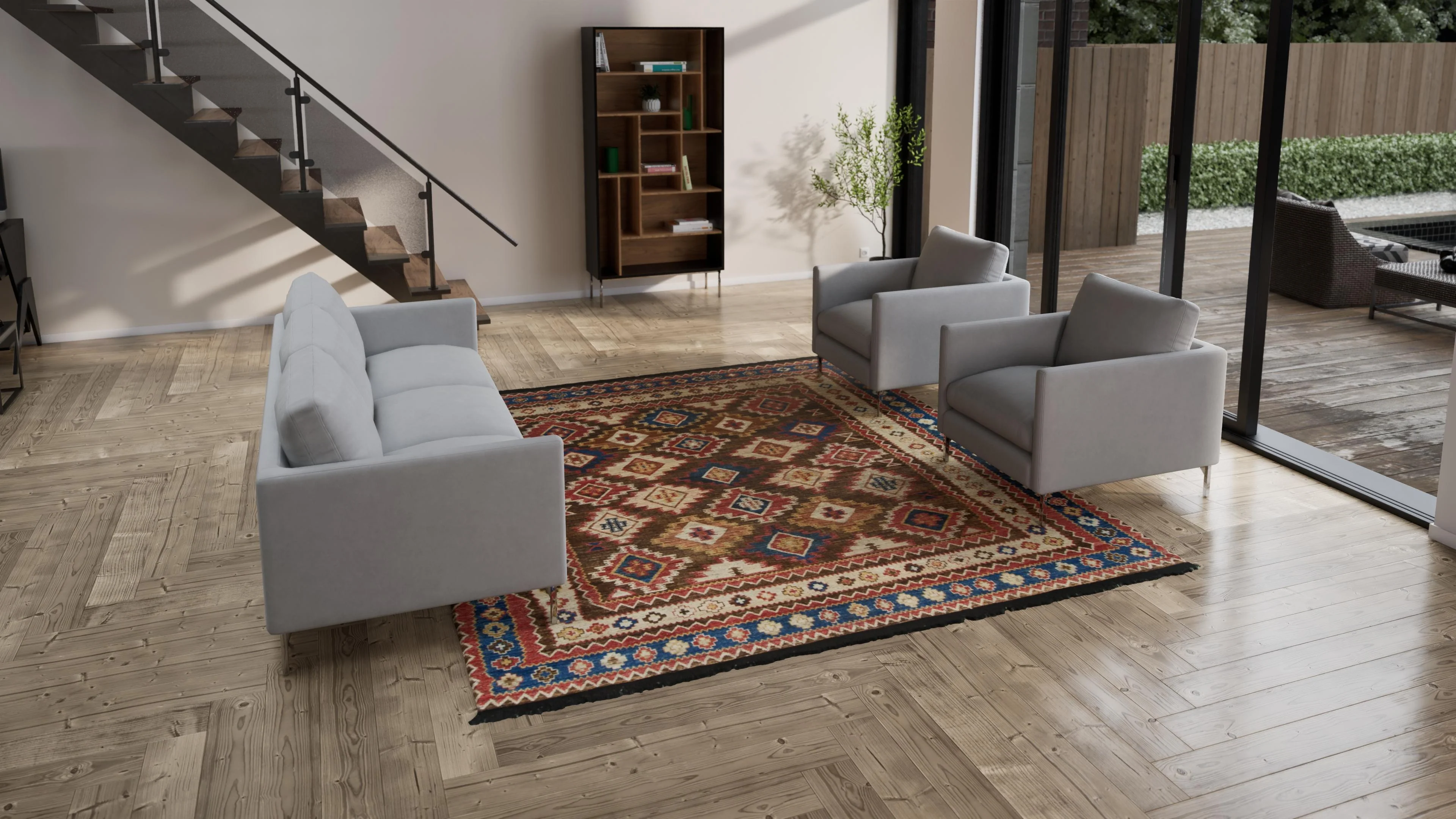 Brown Traditional Wool Rug - 9'3" x 10'3" - Image 3