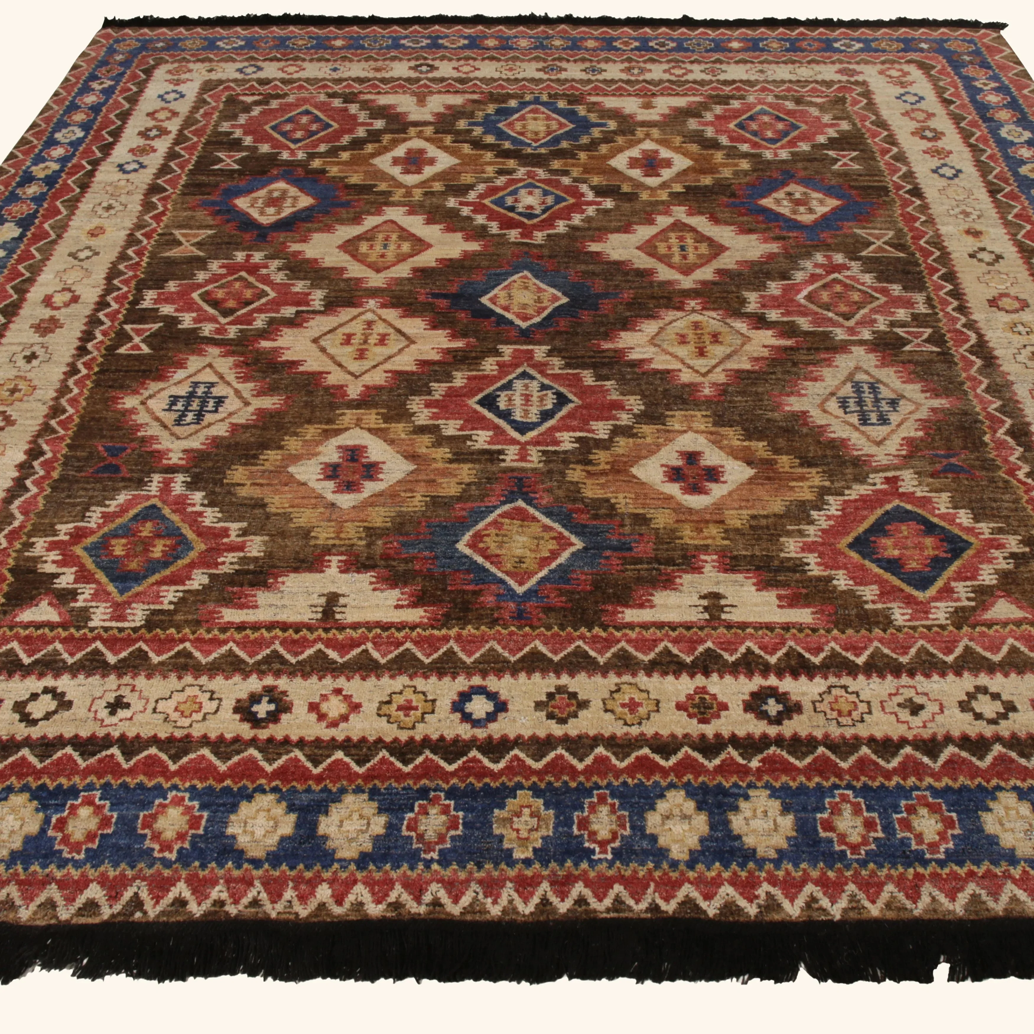 Brown Traditional Wool Rug - 9'3" x 10'3" - Image 4