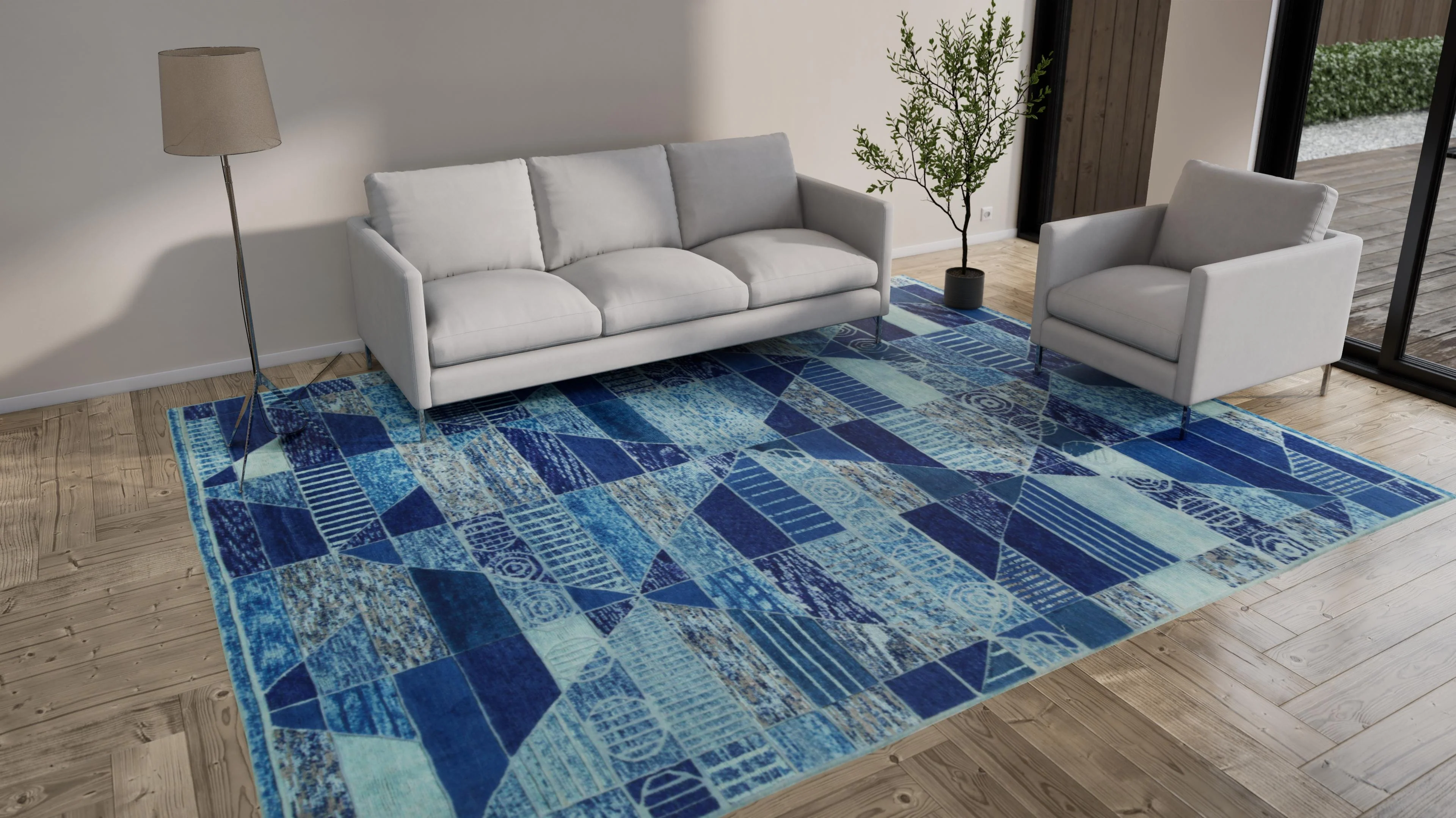 Blue Modern Wool Rug - 9'10" x 12'4" - Image 10