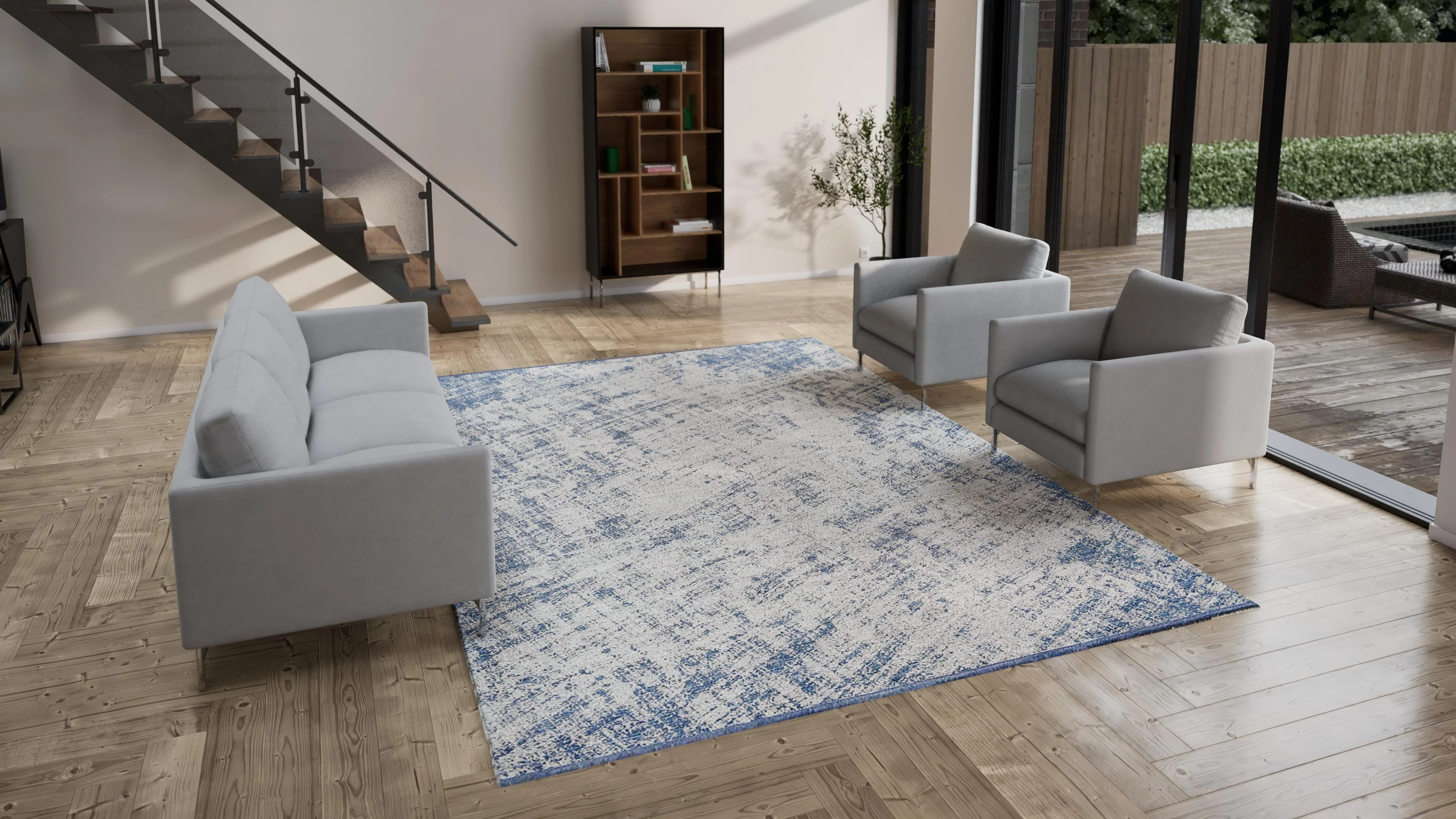 Blue Stelle Transitional Wool Rug - 9' x 12'5" - Image 3