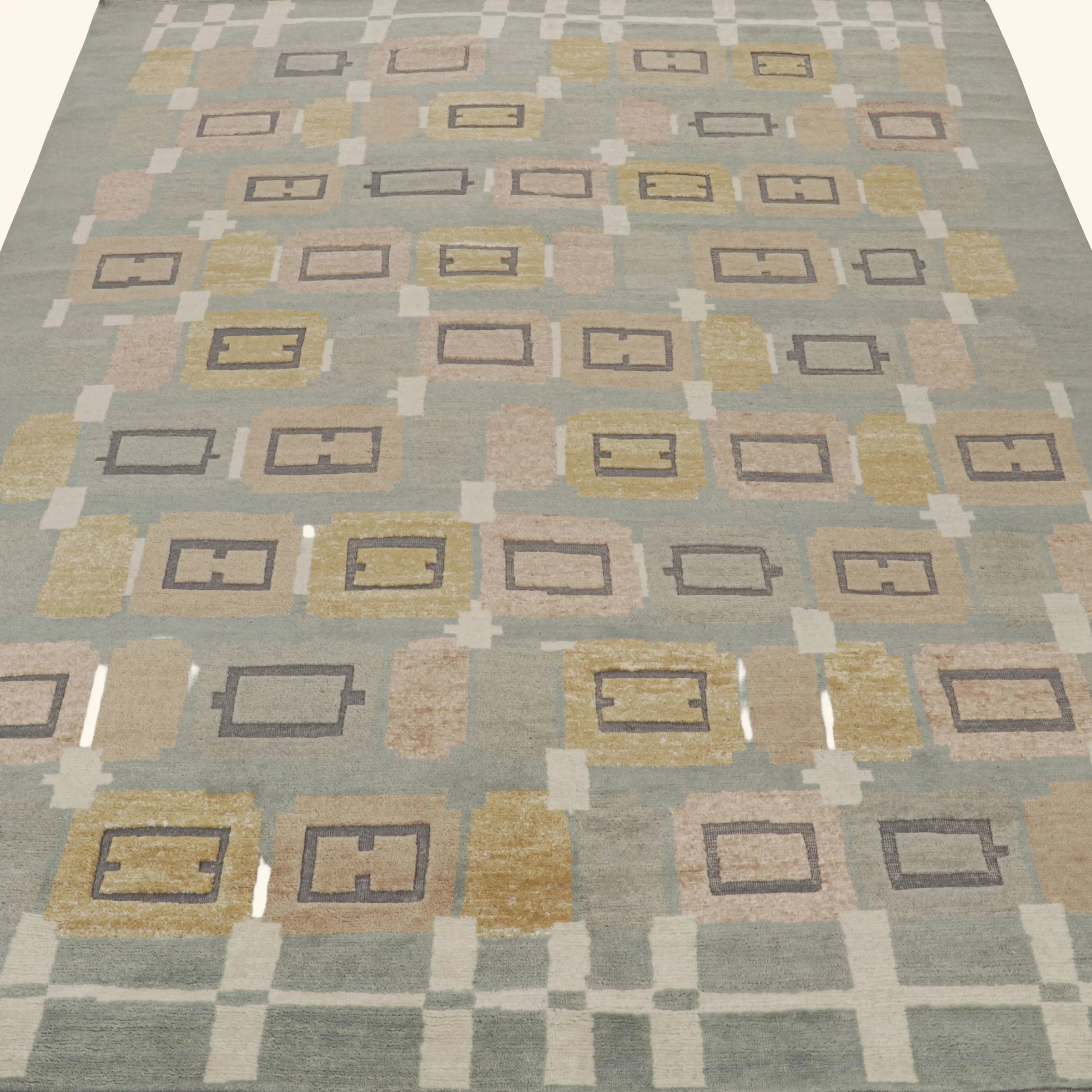 Blue Modern Wool Blend Rug - 9'2" x 11'10" - Image 5