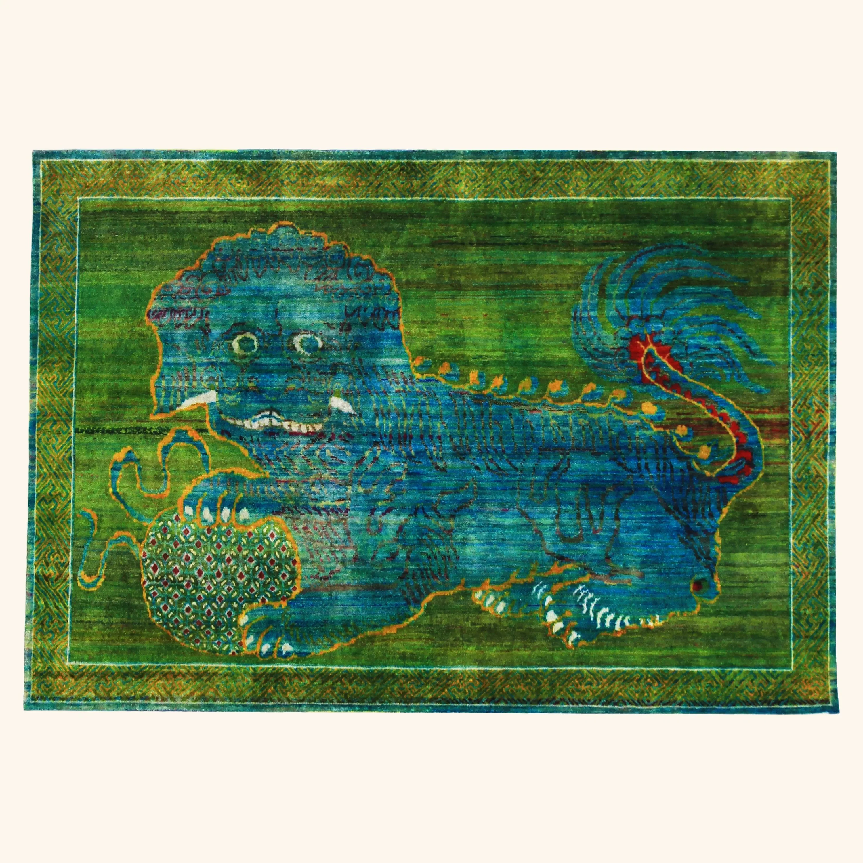 Green & Blue Alchemy Transitional Silk Rug - 4'8" x 6'9"