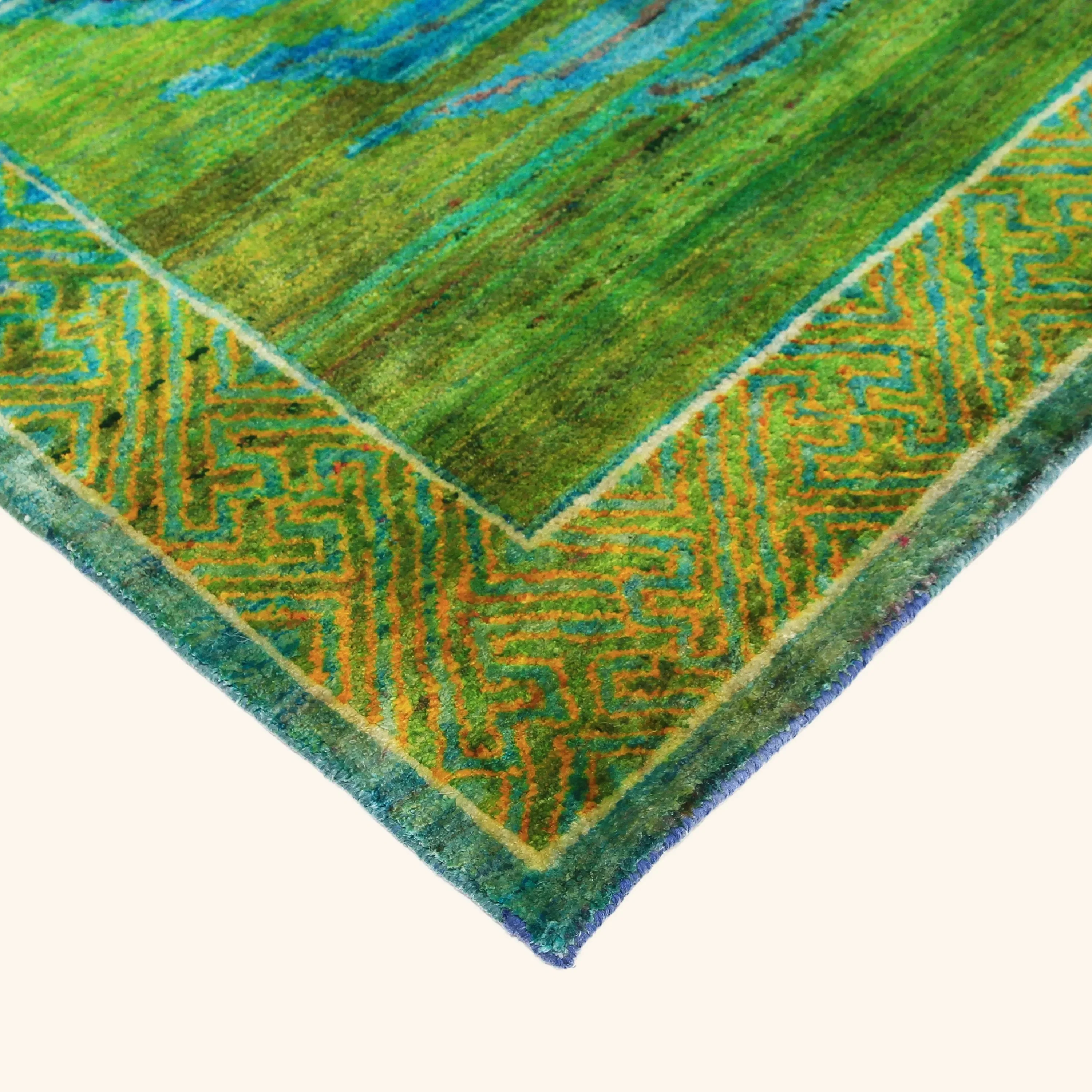 Green & Blue Alchemy Transitional Silk Rug - 4'8" x 6'9" - Image 3