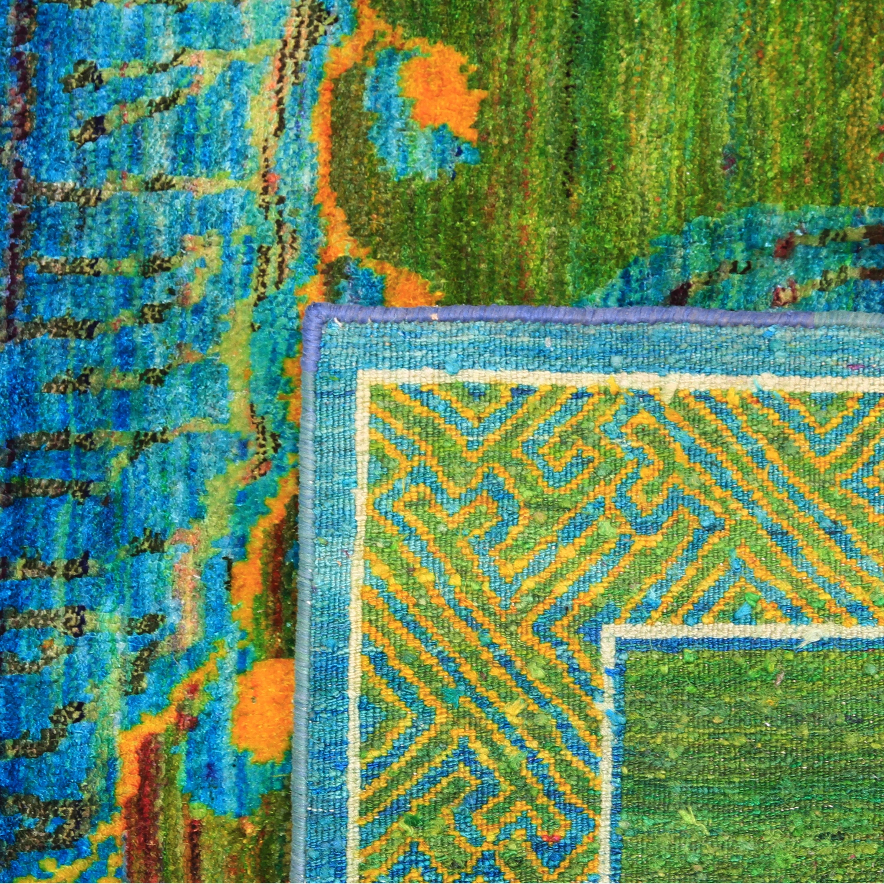 Green & Blue Alchemy Transitional Silk Rug - 4'8" x 6'9" - Image 4