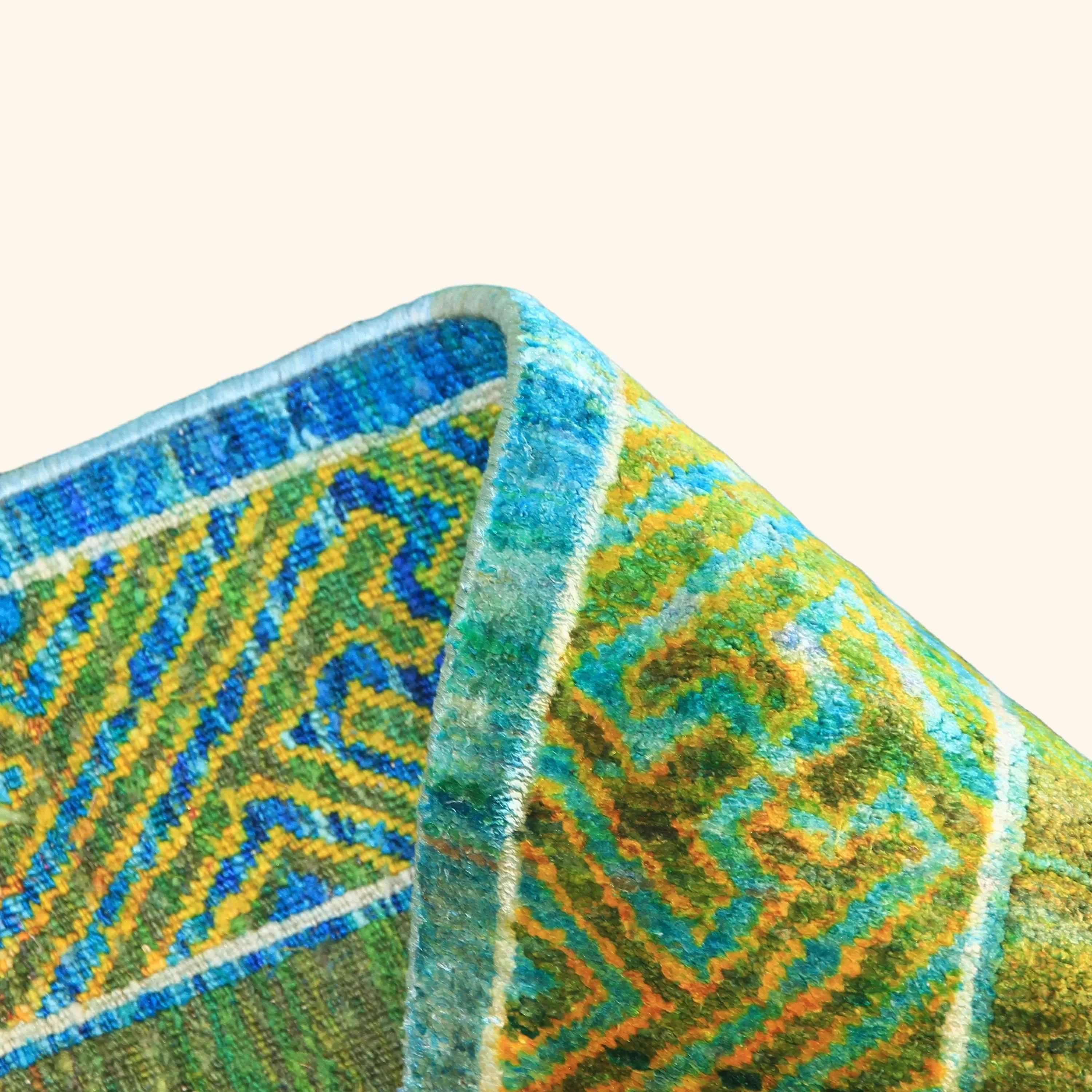 Green & Blue Alchemy Transitional Silk Rug - 4'8" x 6'9" - Image 5