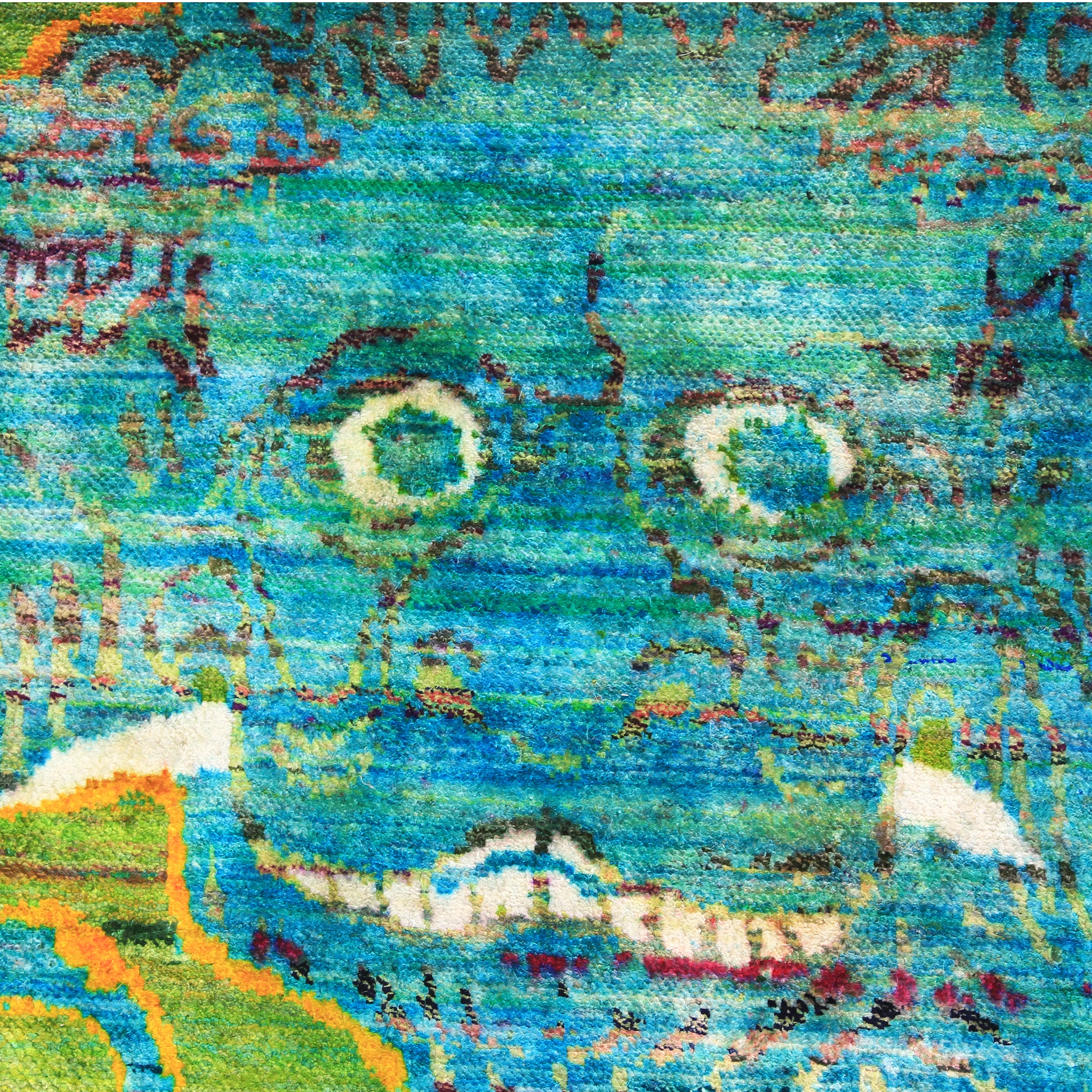 Green & Blue Alchemy Transitional Silk Rug - 4'8" x 6'9" - Image 6