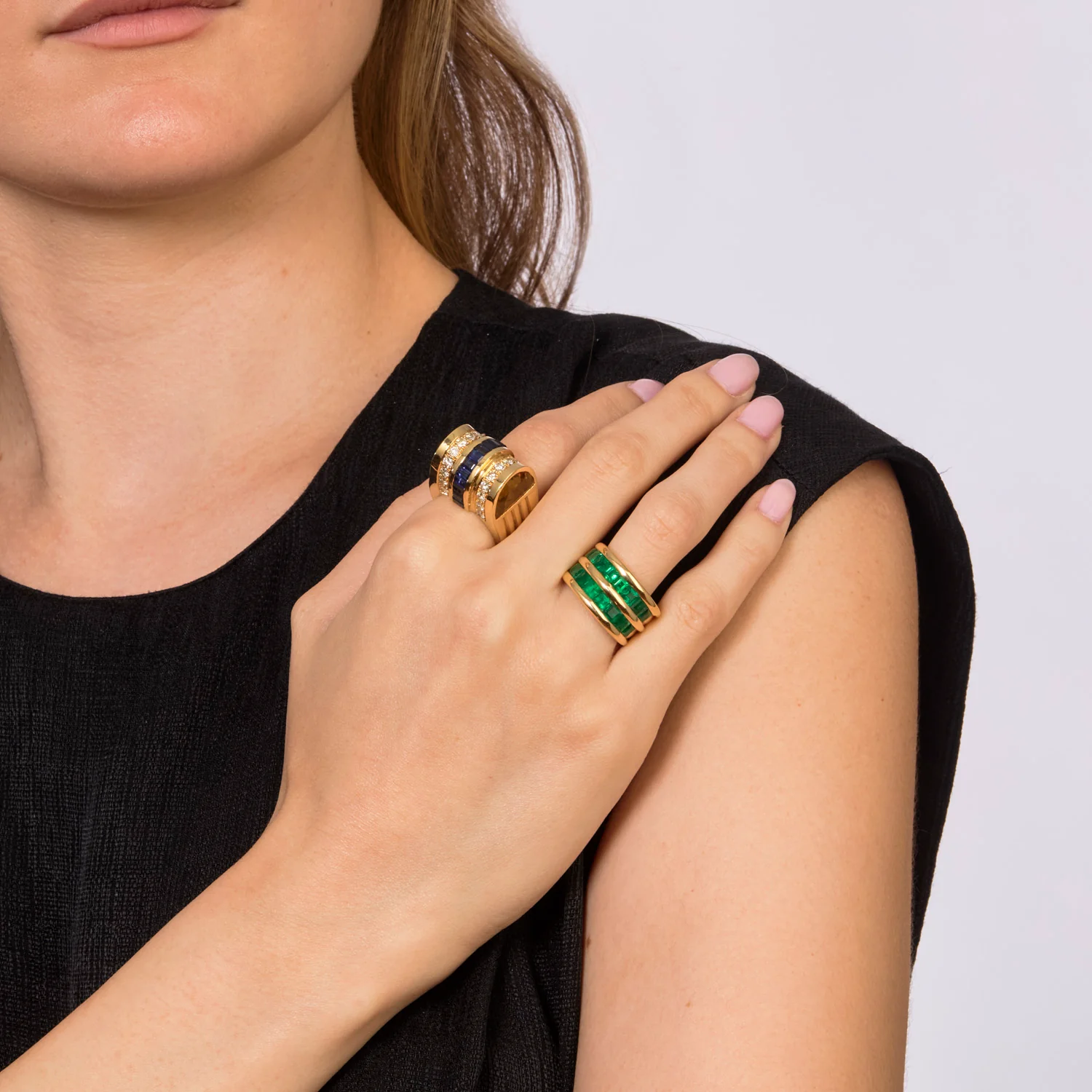 2-Row Emerald Band Ring - Image 3