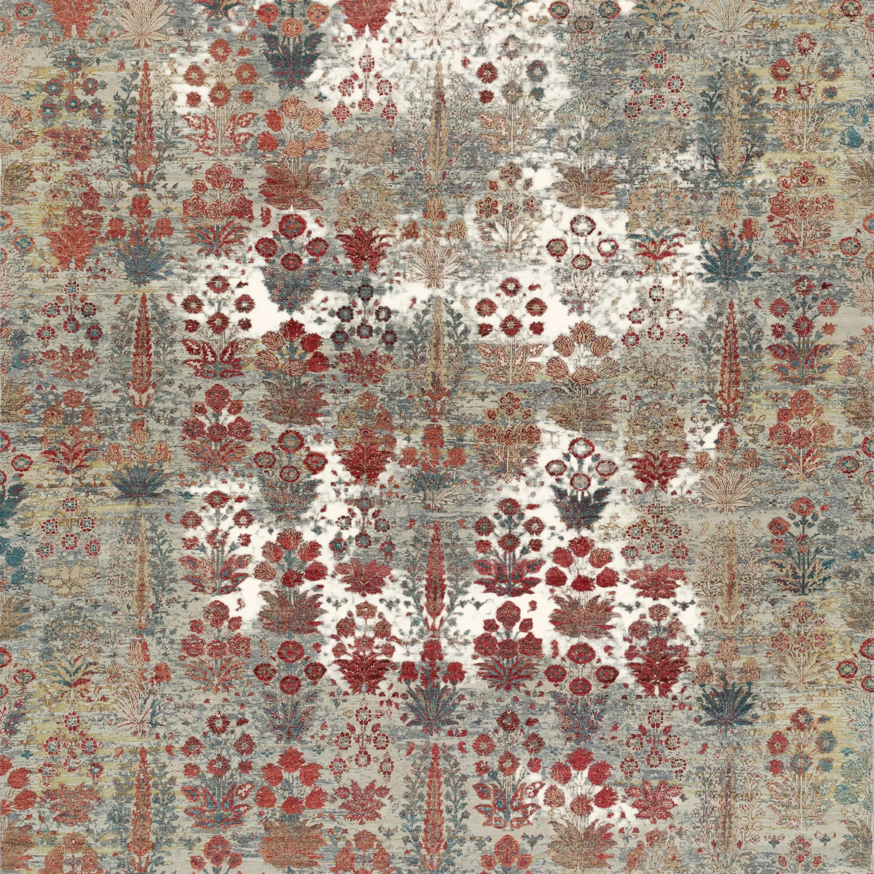 Red Transitional Wool Lurex Blend Rug - 9'2" x 12'6" - Image 3