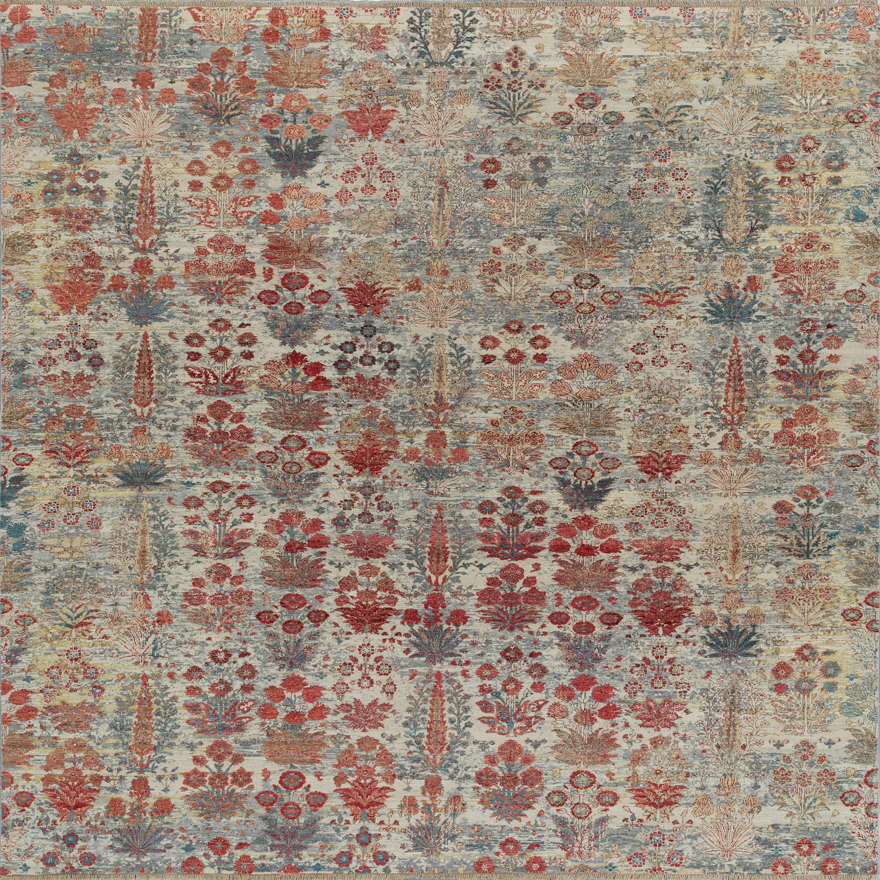 Red Transitional Wool Lurex Blend Rug - 9'2" x 12'6" - Image 5
