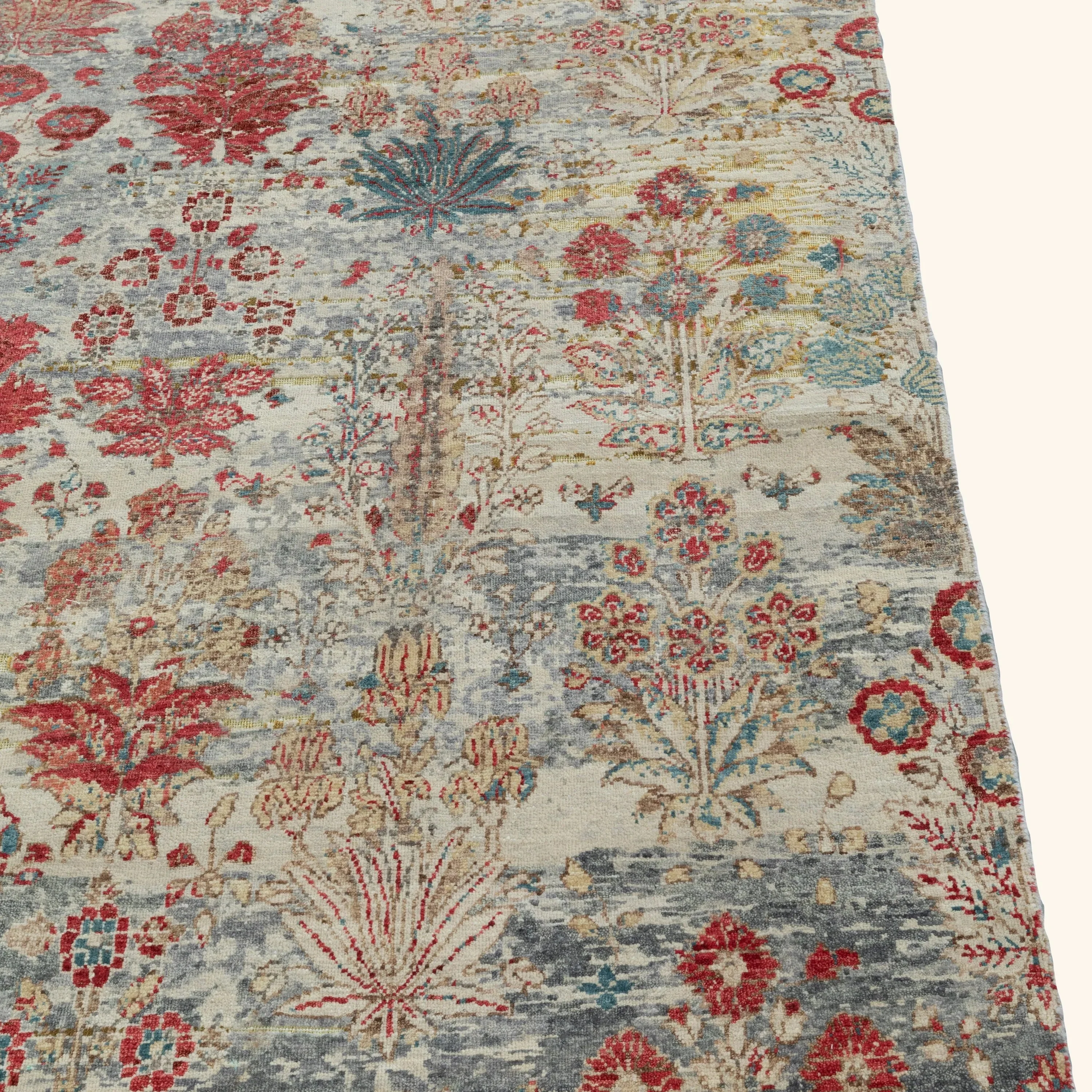 Red Transitional Wool Lurex Blend Rug - 9'2" x 12'6" - Image 6