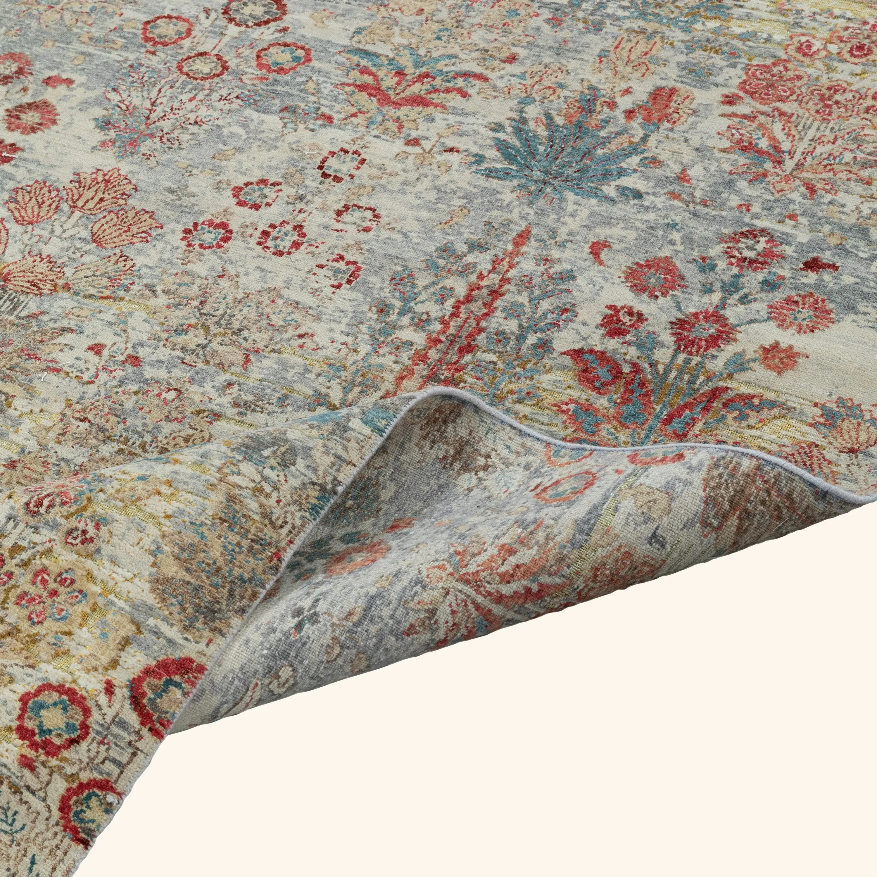 Red Transitional Wool Lurex Blend Rug - 9'2" x 12'6" - Image 7