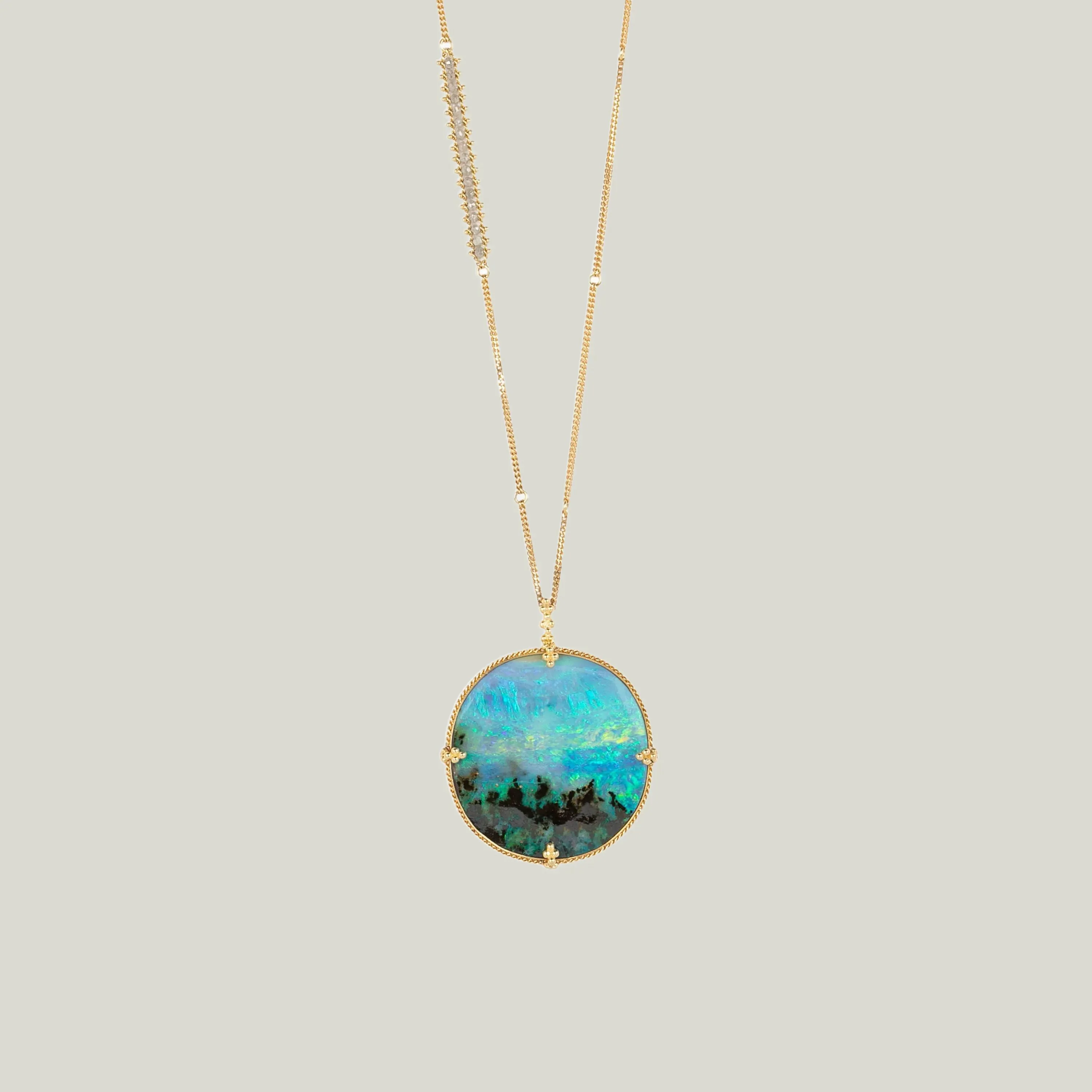 Boulder Opal Necklace with Silver Diamonds - Image 2