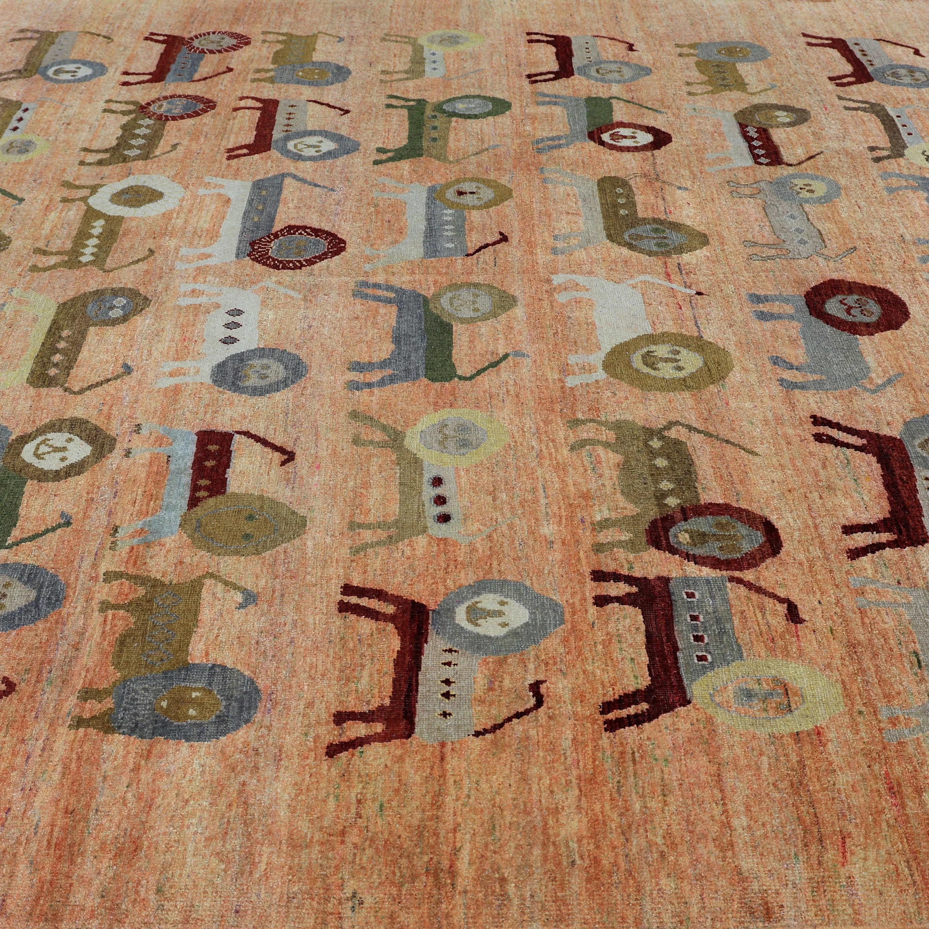 Orange Alchemy Contemporary Wool Silk Blend Rug - 8'11" x 12'1" - Image 4