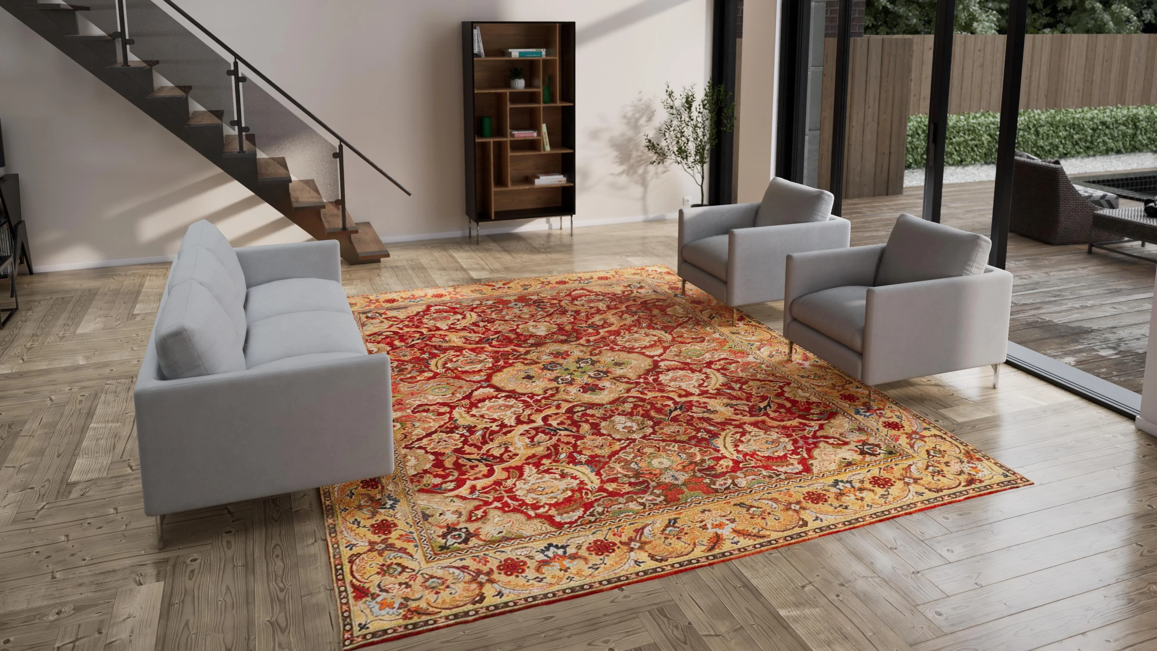 Red Traditional Wool Rug - 10'2" x 13' - Image 6