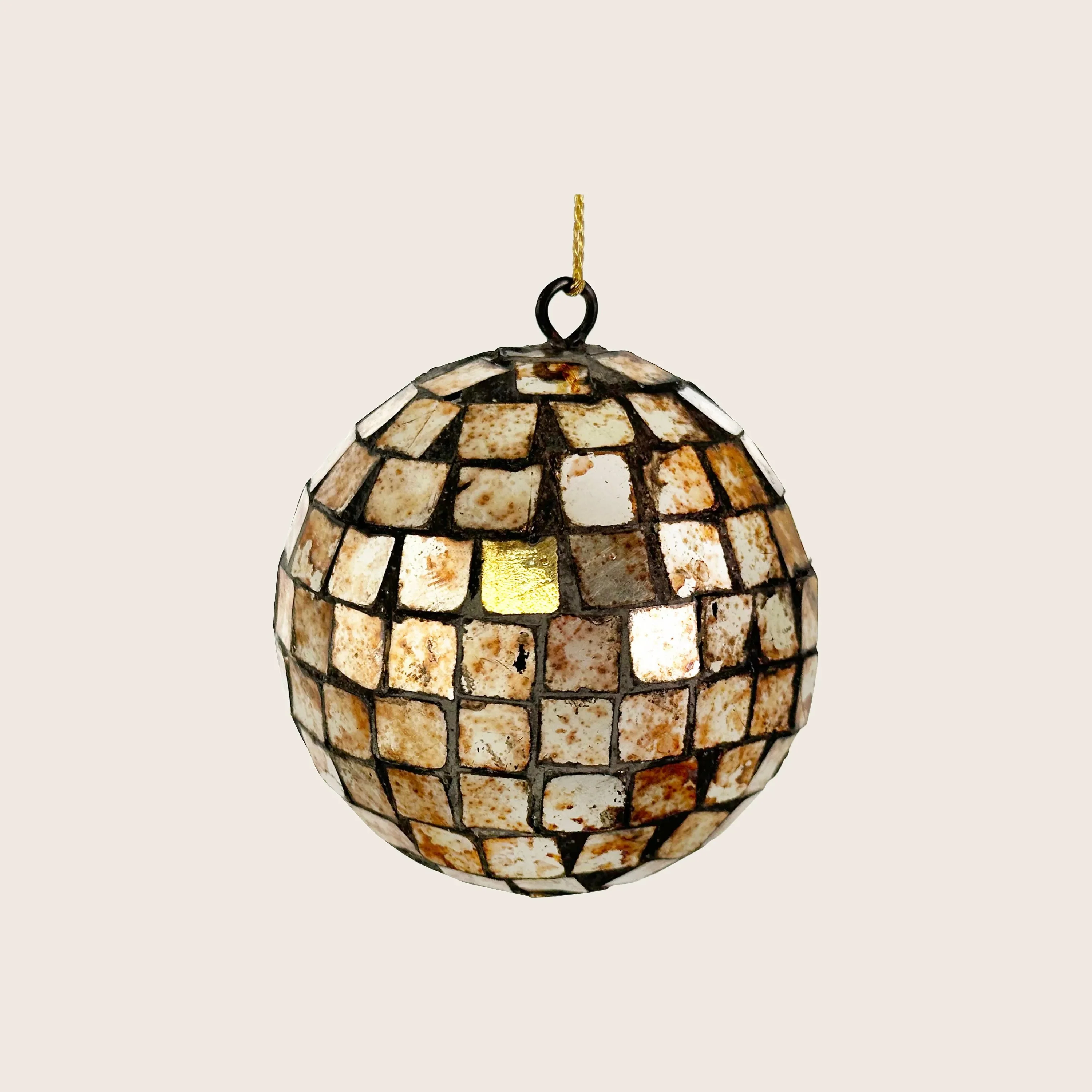 Aged Gold Mirror Ball Ornament
