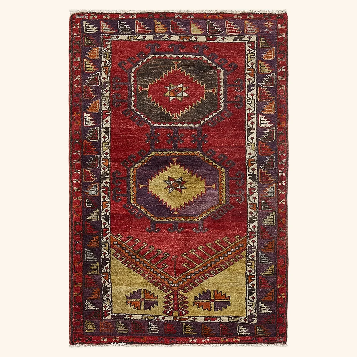 Red Vintage Kazak Wool Rug - 3'5" x 5'5"