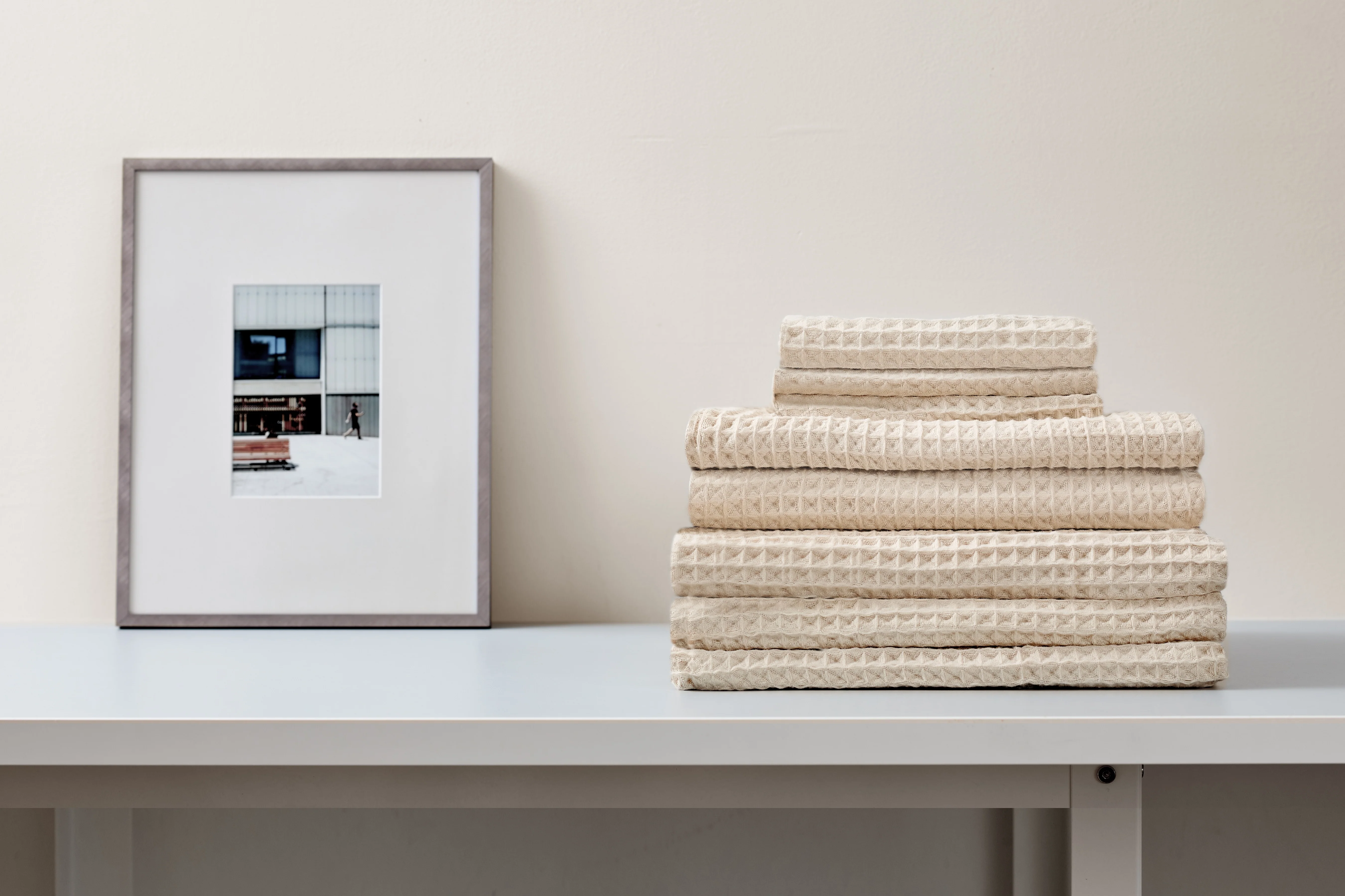 Air Waffle Towels, Beige - Image 3