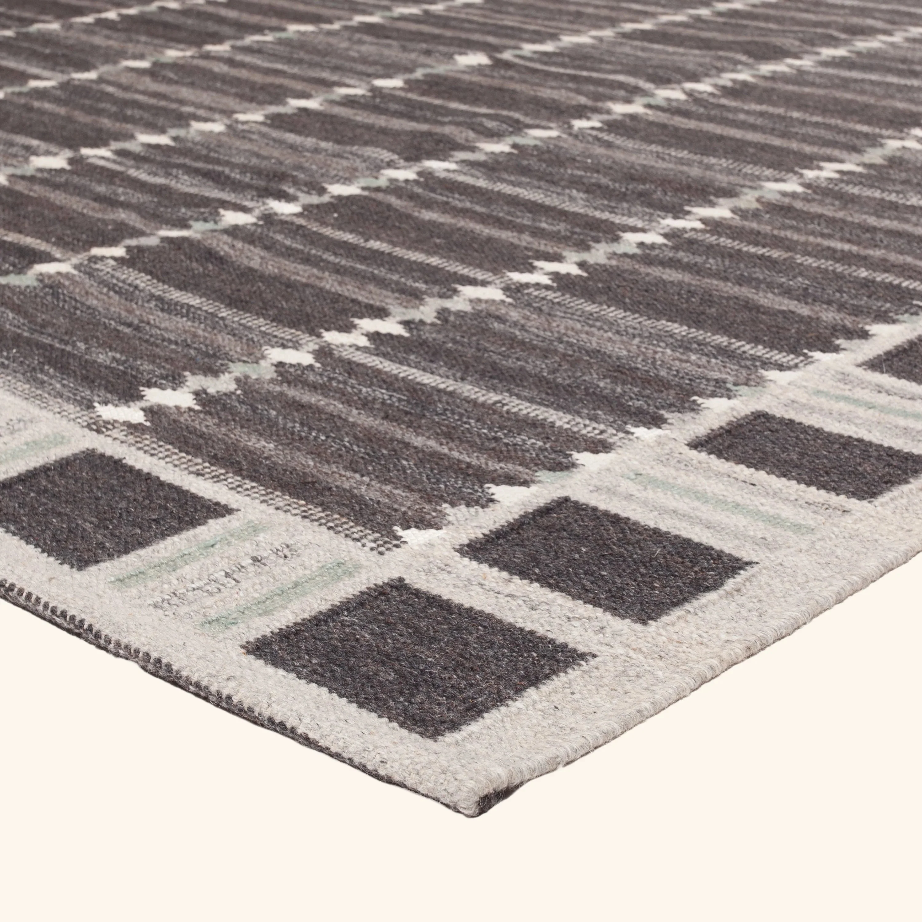 Black Flatweave Wool Rug - 10' x 14' - Image 4