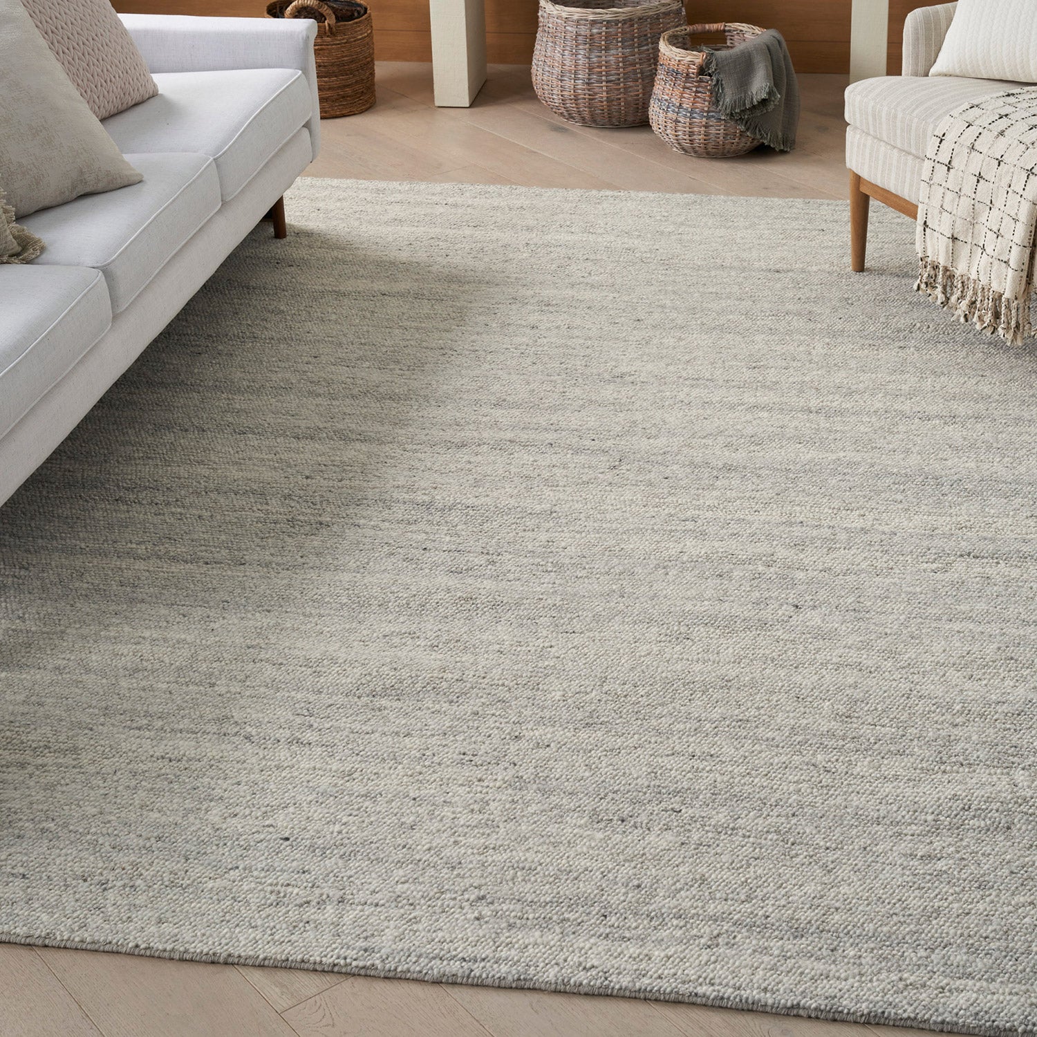 Distressed Essentials Solid Rug - Silver - Image 2