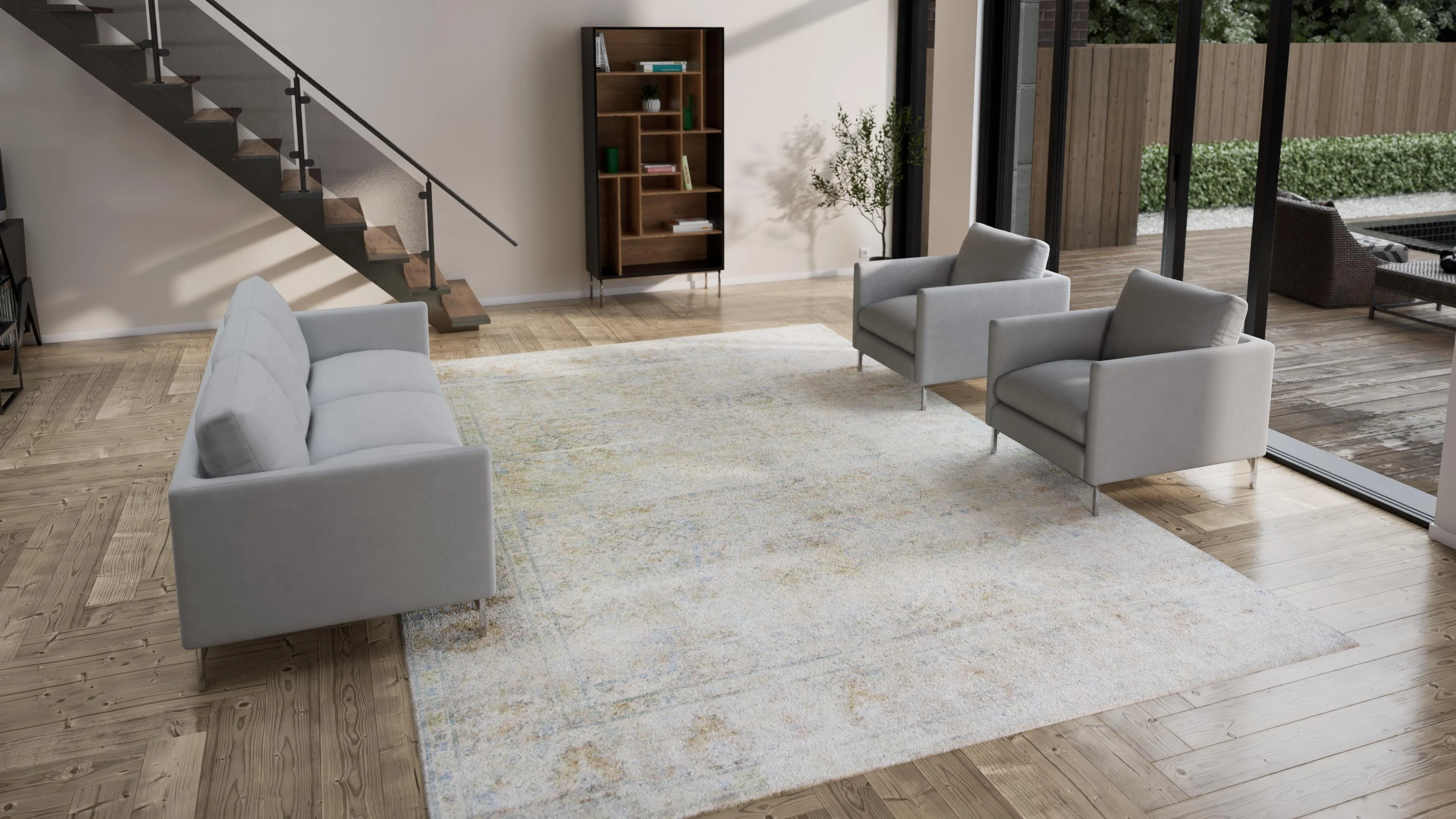 Blue Transitional Silk Rug - 10'2" x 14'5" - Image 3
