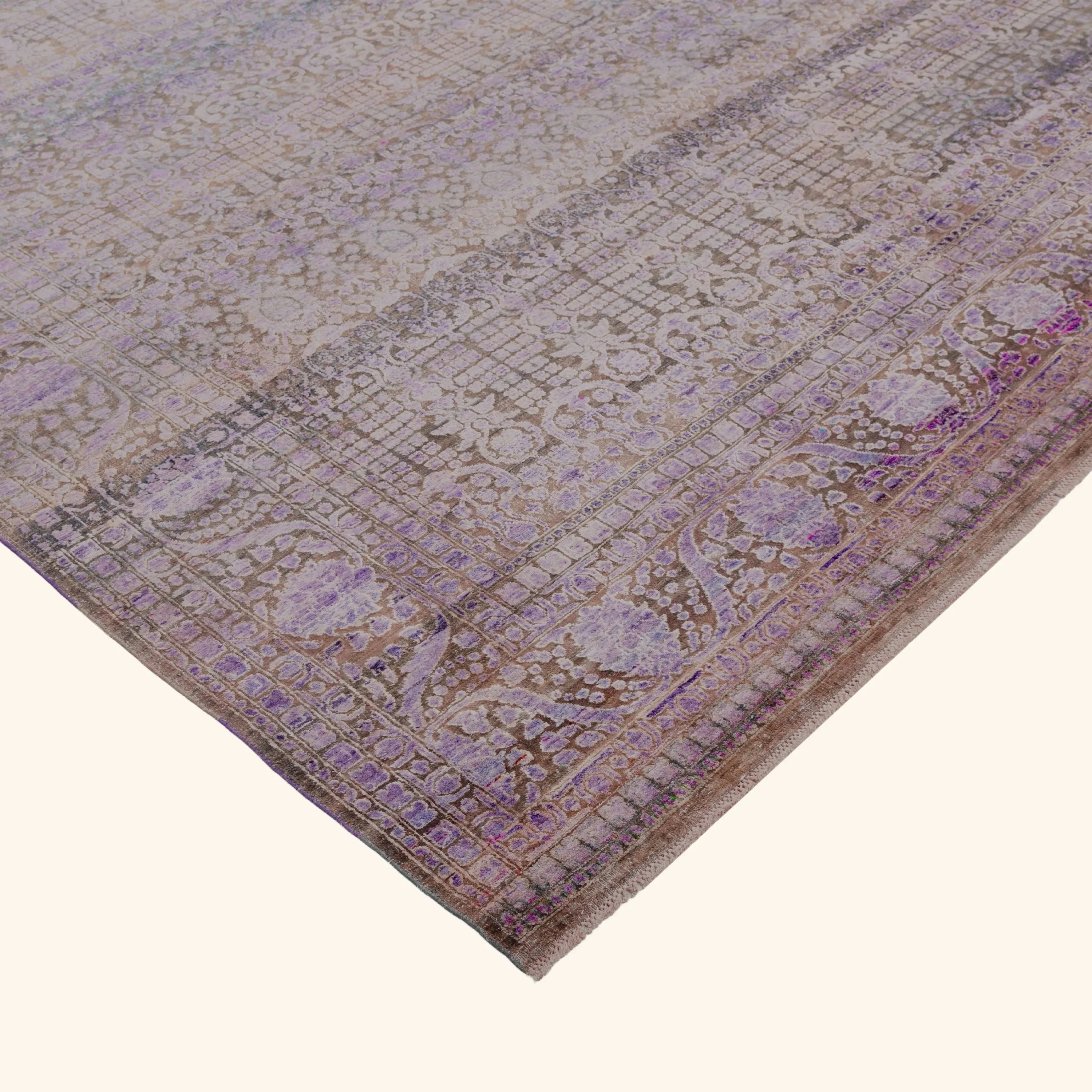 Purple Transitional Wool Silk Blend Rug - 11' x 15' - Image 3