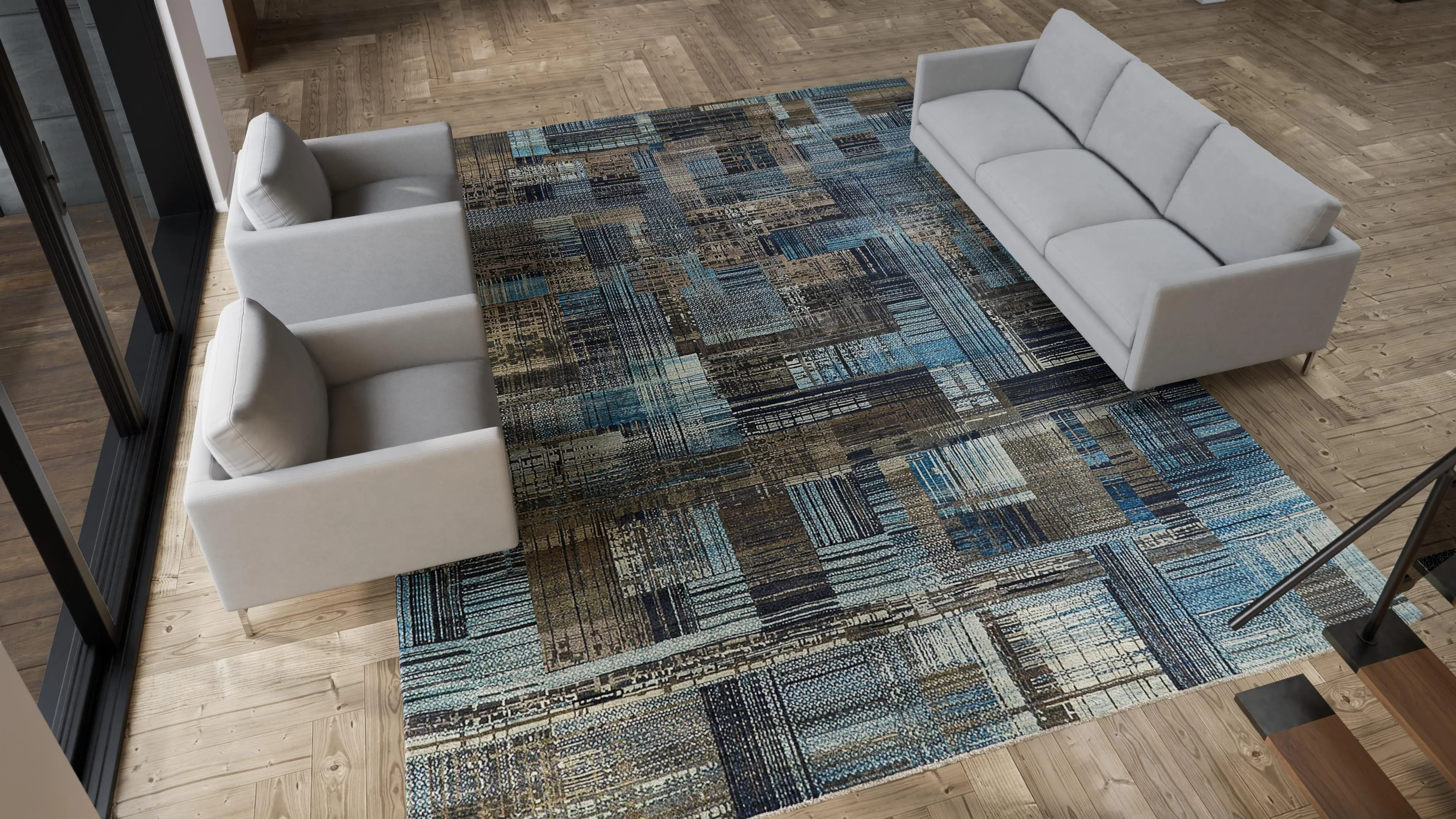 Blue Alchemy Transitional Wool Silk Blend Rug - 11'1" x 14'3" - Image 3