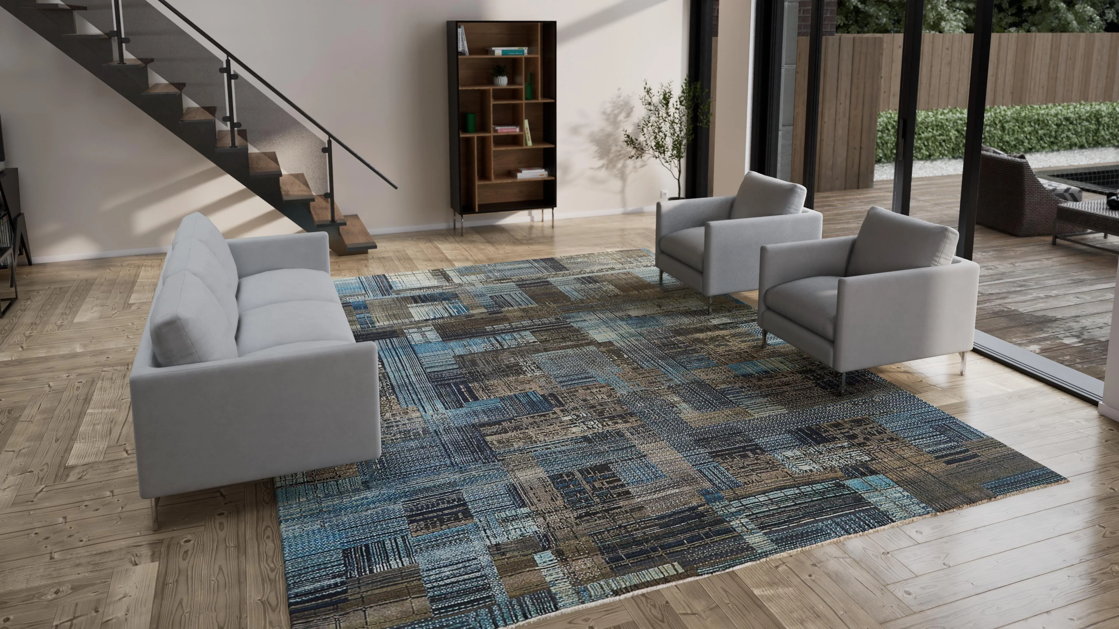 Blue Alchemy Transitional Wool Silk Blend Rug - 11'1" x 14'3" - Image 5