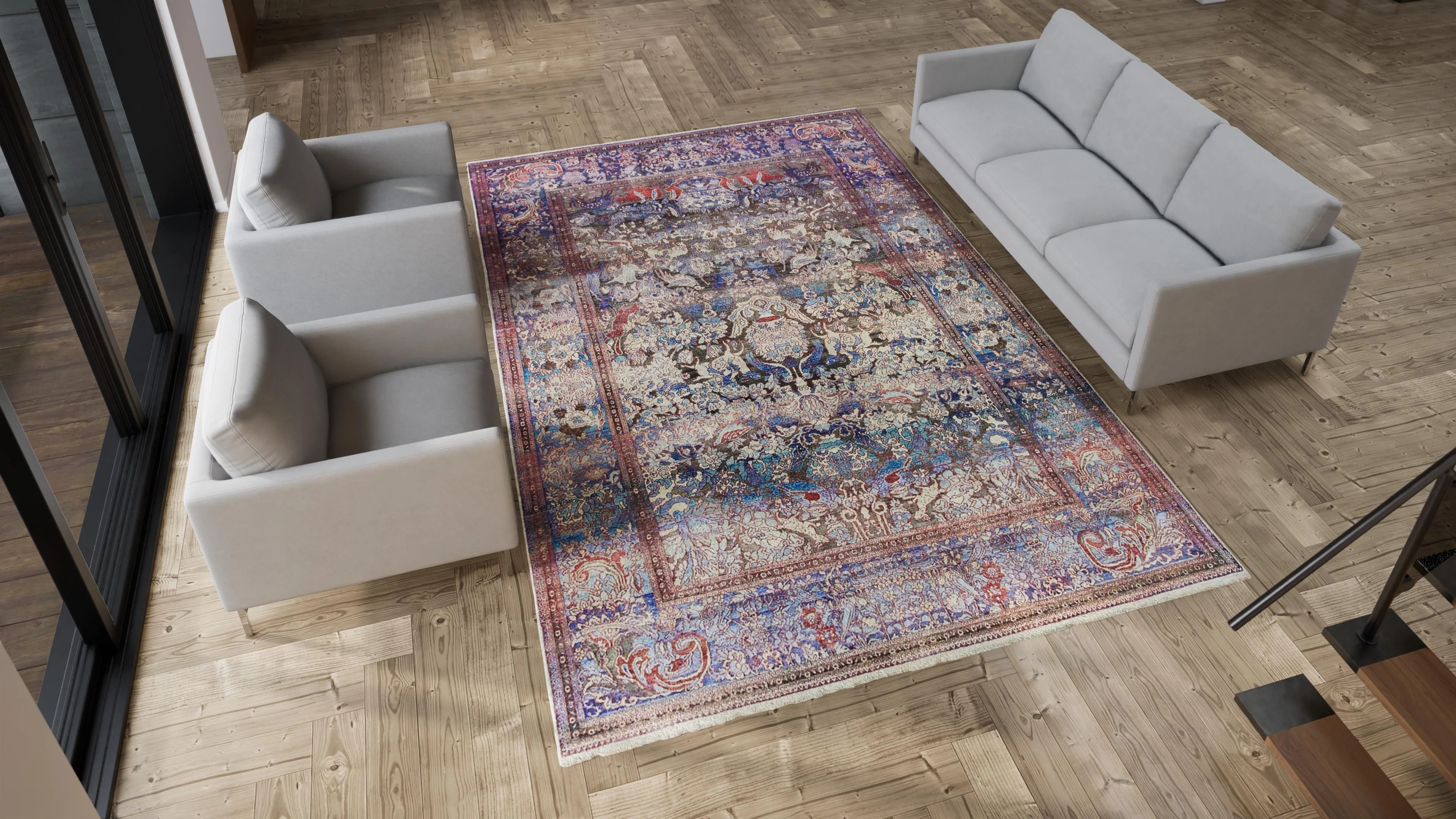 Blue Transitional Wool Rug - 8'11" x 12'2" - Image 8