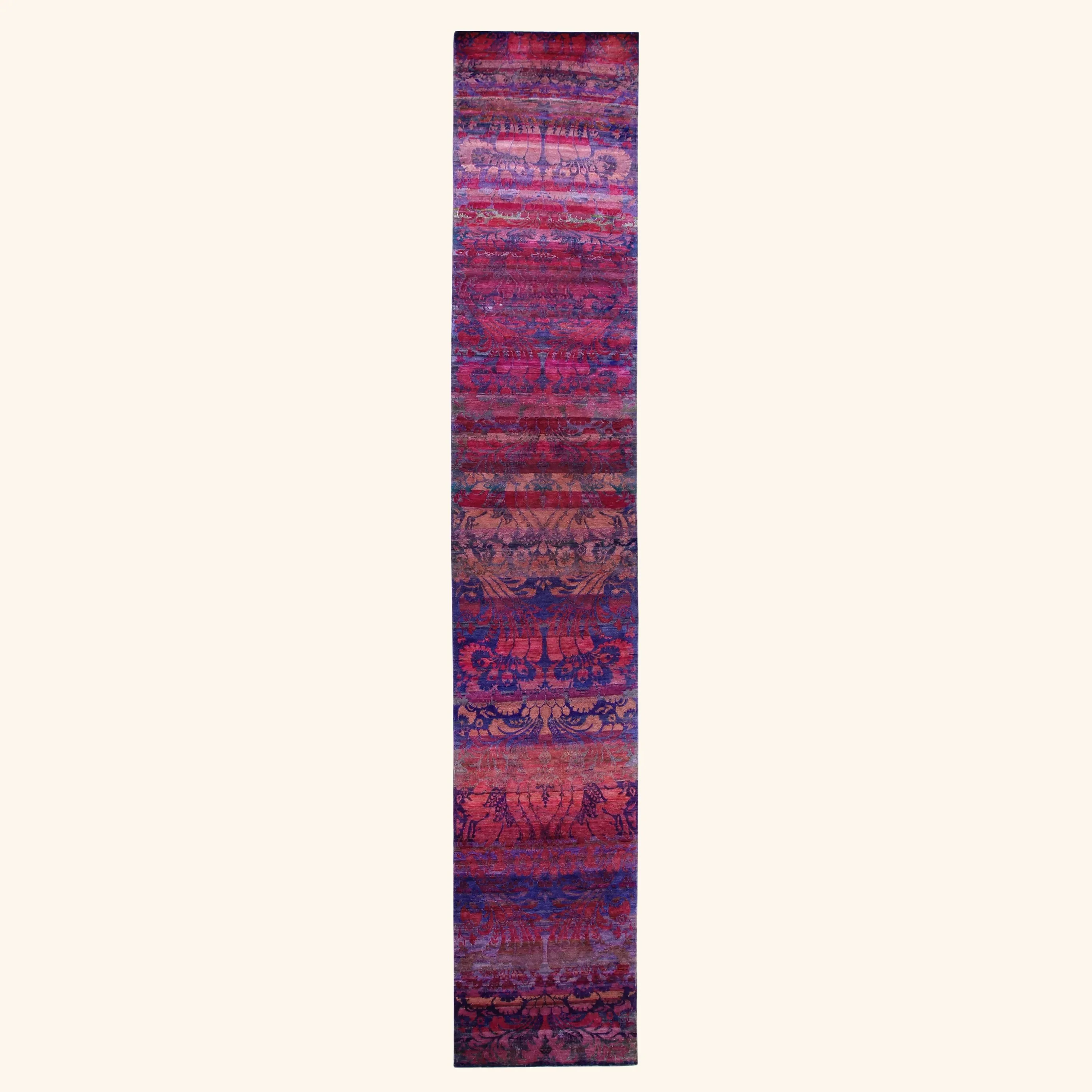 Pink & Purple Transitional Silk Runner - 3' x 21'9"