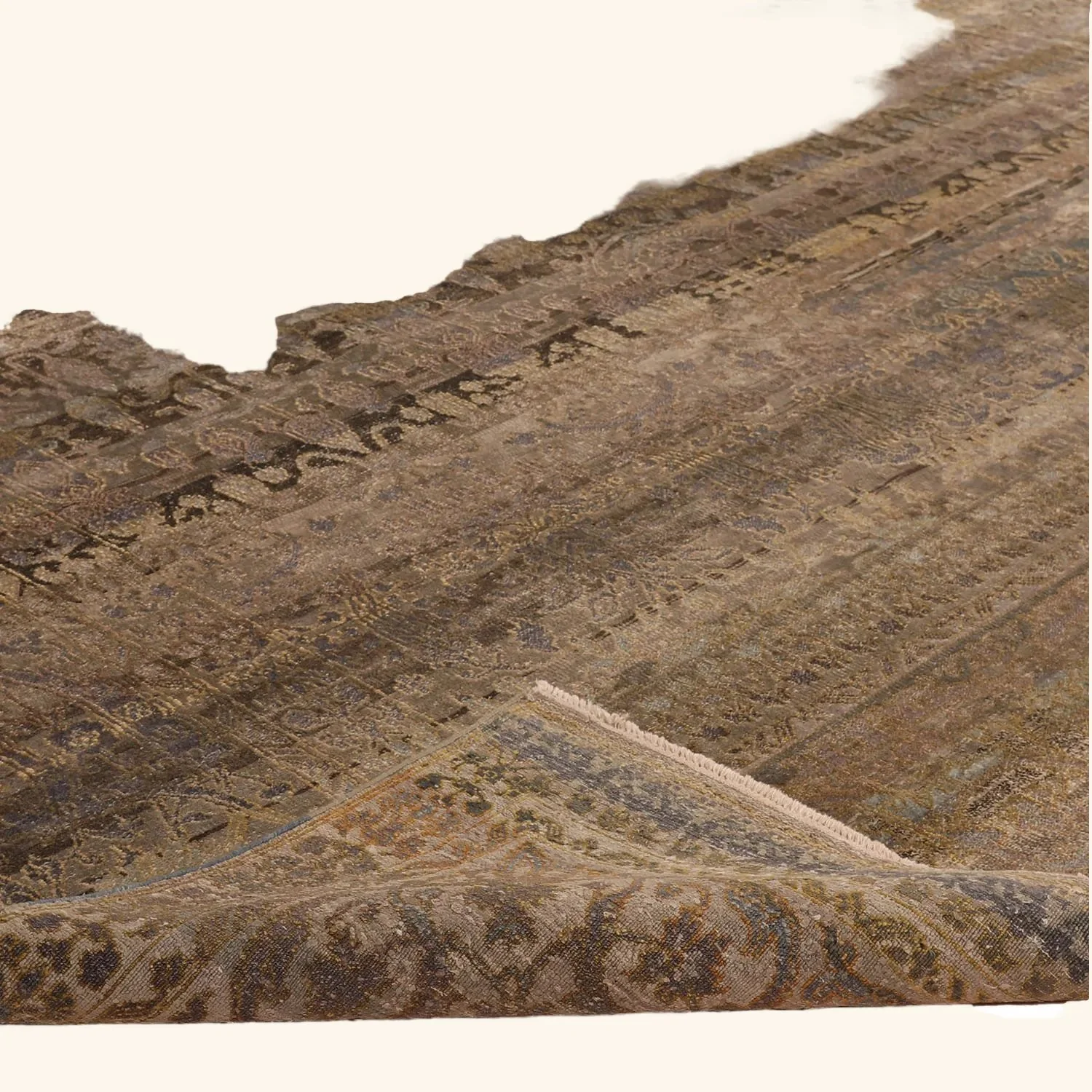 Brown Transitional Wool Silk Blend Rug - 8'8" x 12'11" - Image 4