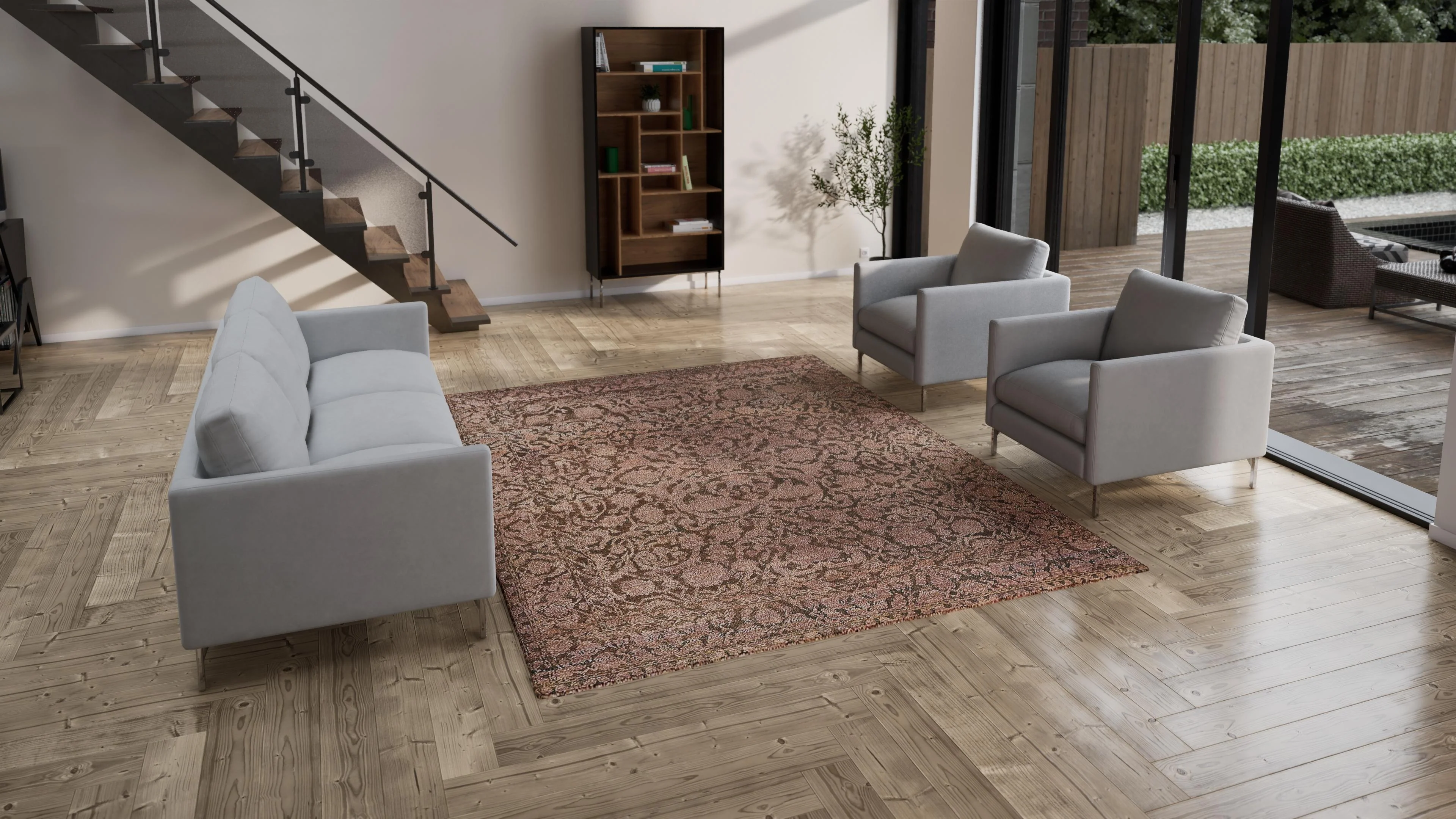 Brown Transitional Wool Silk Blend Rug - 7'8" x 10'11" - Image 3