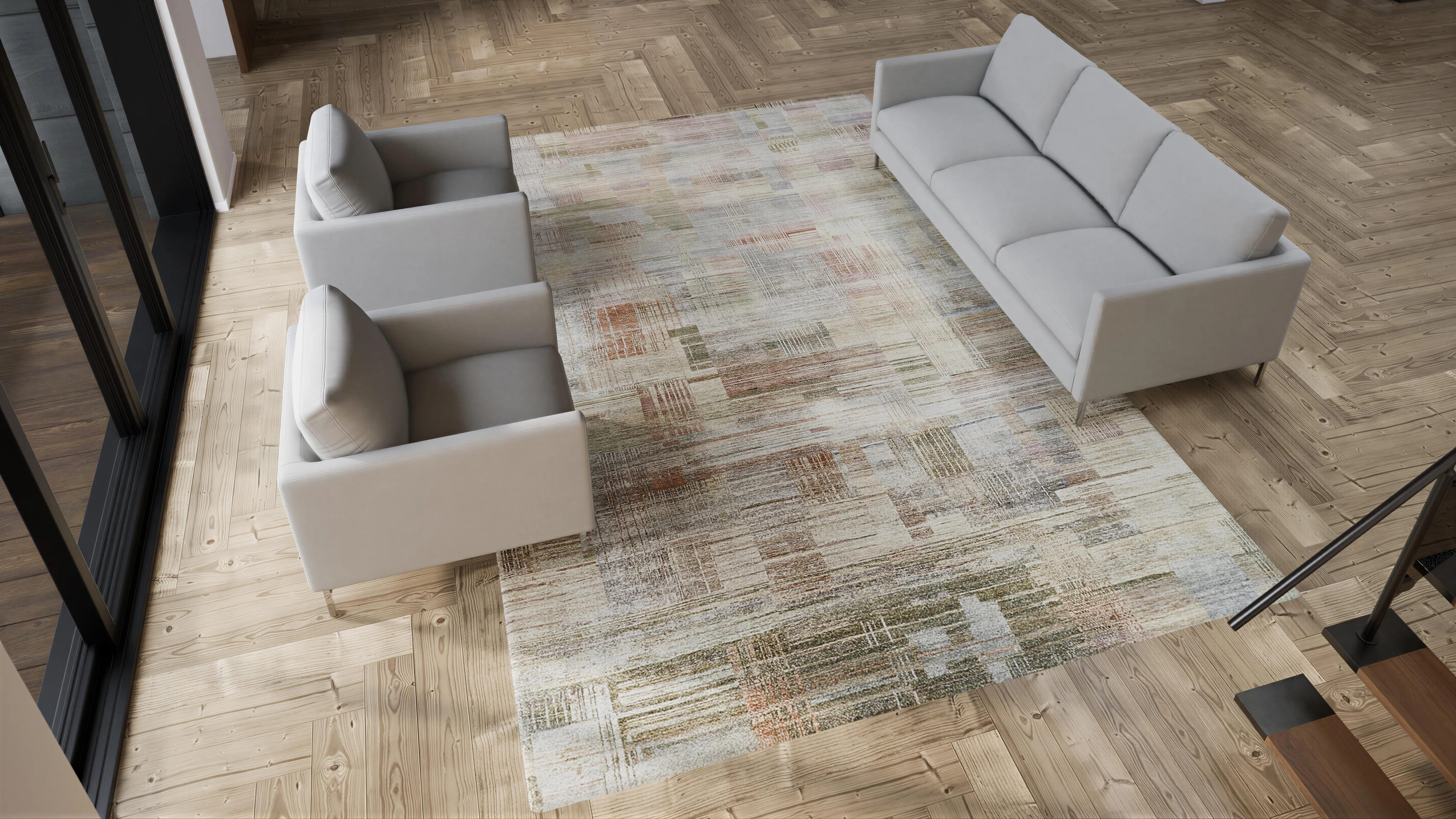 Multicolored Alchemy Transitional Wool Silk Blend Rug - 8'10" x 13'3" - Image 5