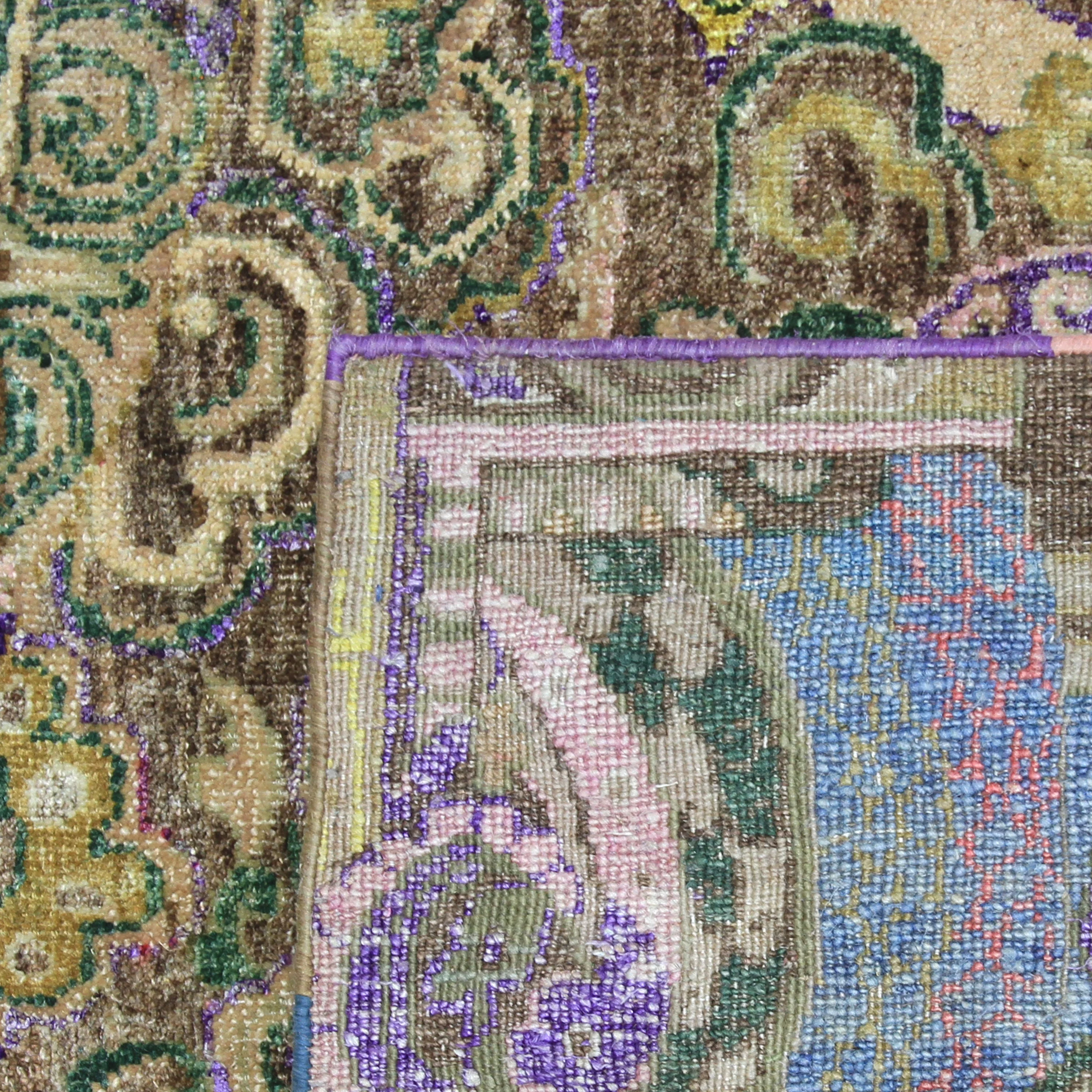 Gold Transitional Wool Silk Blend Rug - 9'1" x 12' - Image 6
