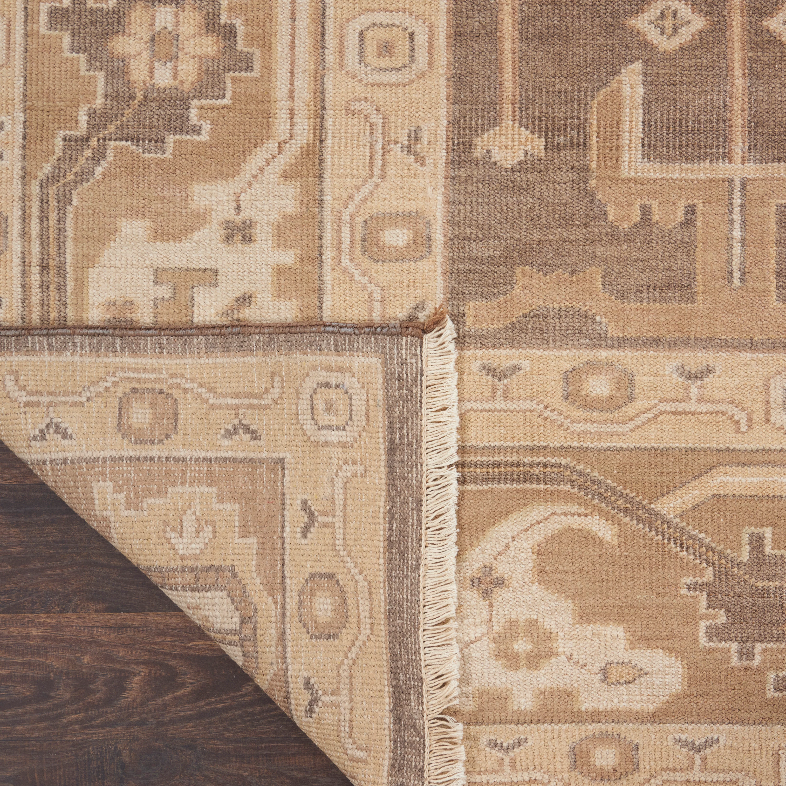 Beige & Brown Essentials Traditional Cotton Blend Rug - Image 2