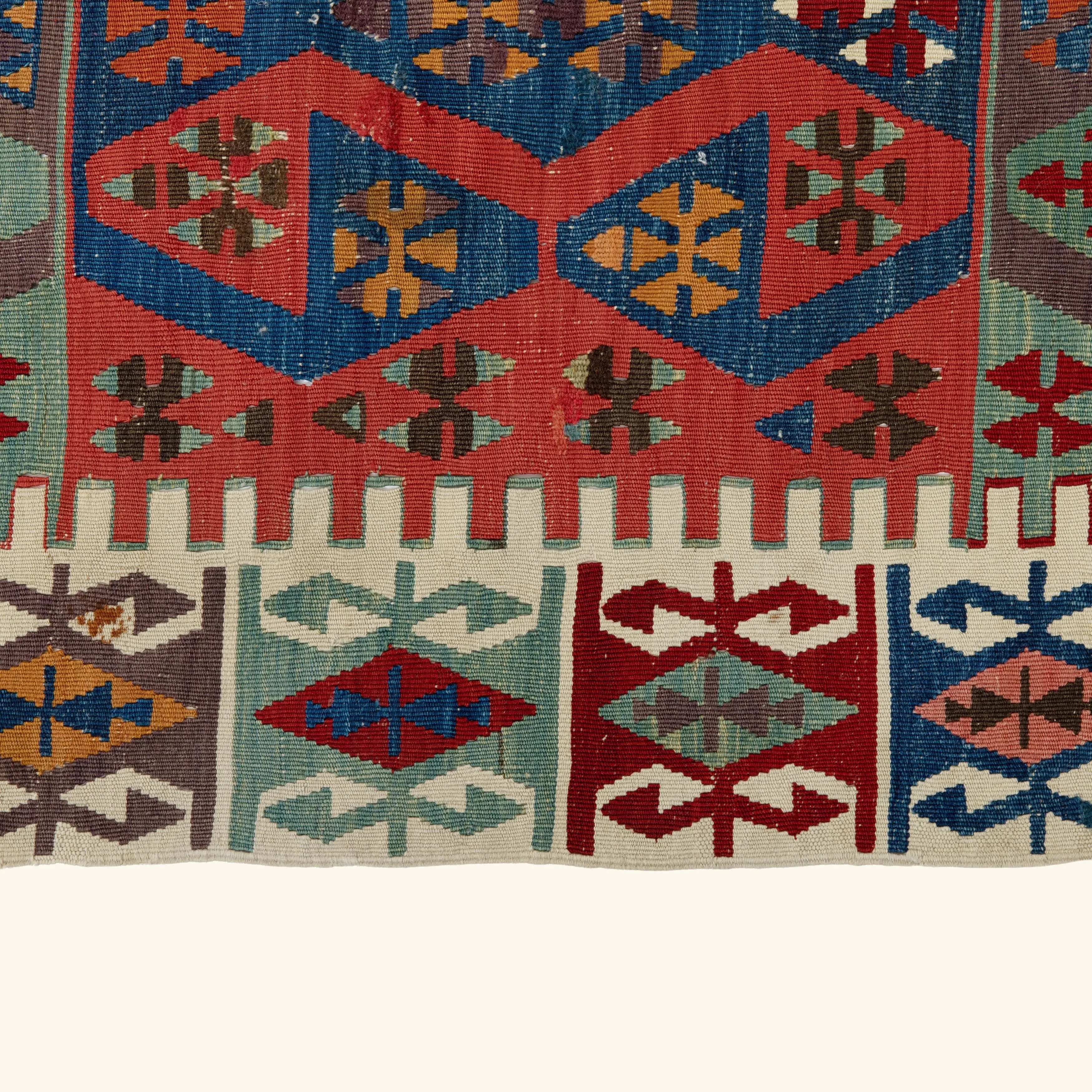 Red and Green Vintage Traditional Alyosha Wool Rug - 4'11" x 11'2" - Image 5