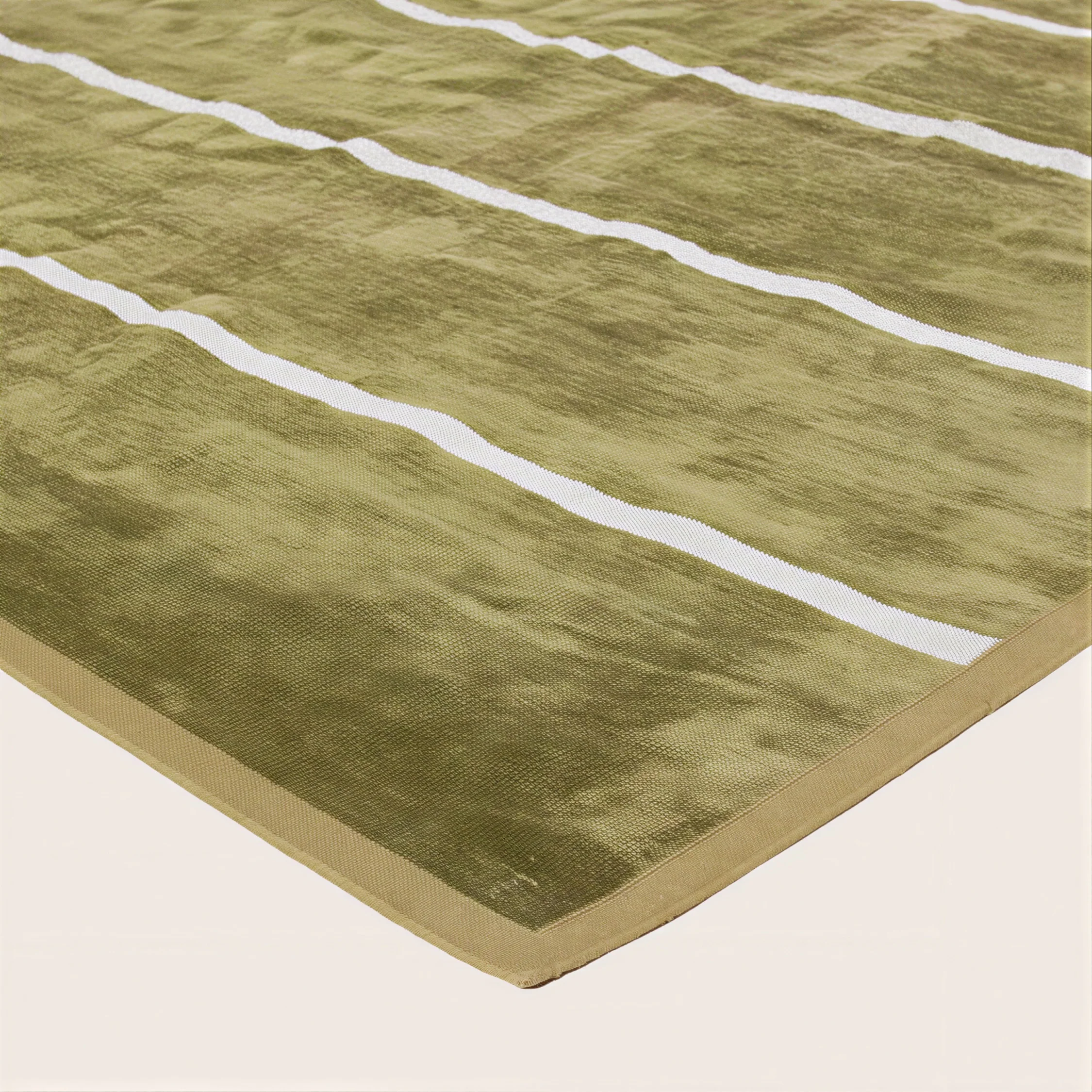 Green Flatweave Cotton Rug - 8'10" x 11'10" - Image 3