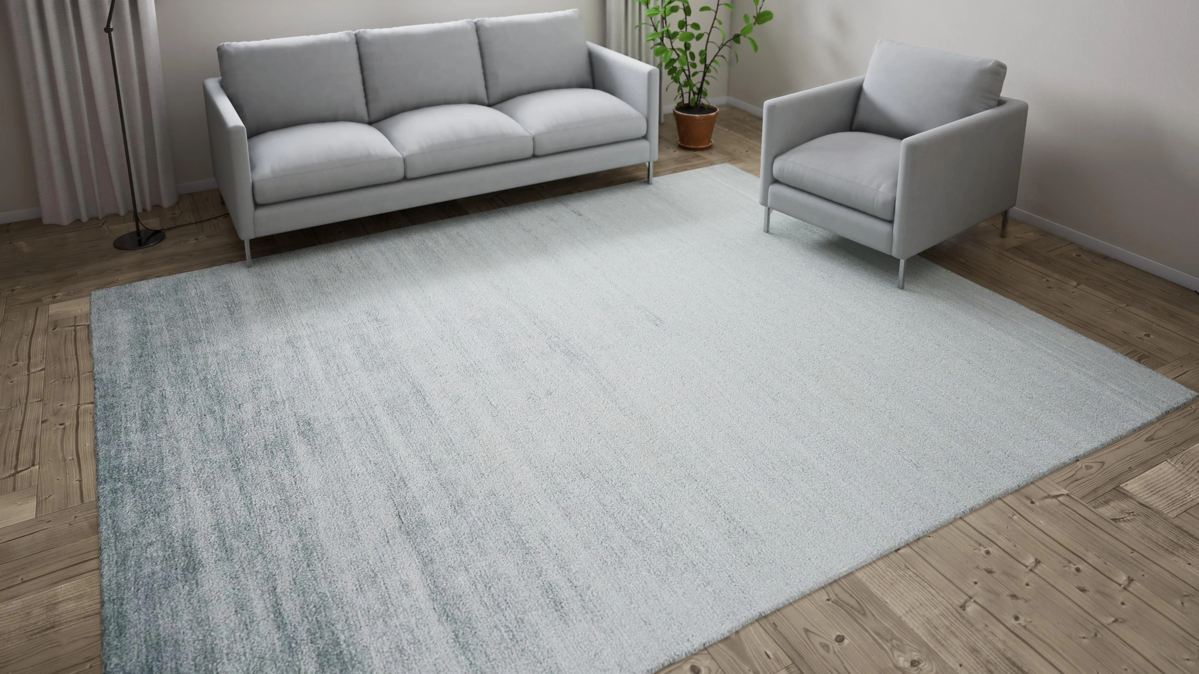 Blue Textured Silk Cotton Blend Rug - 9'1" x 11'1" - Image 6