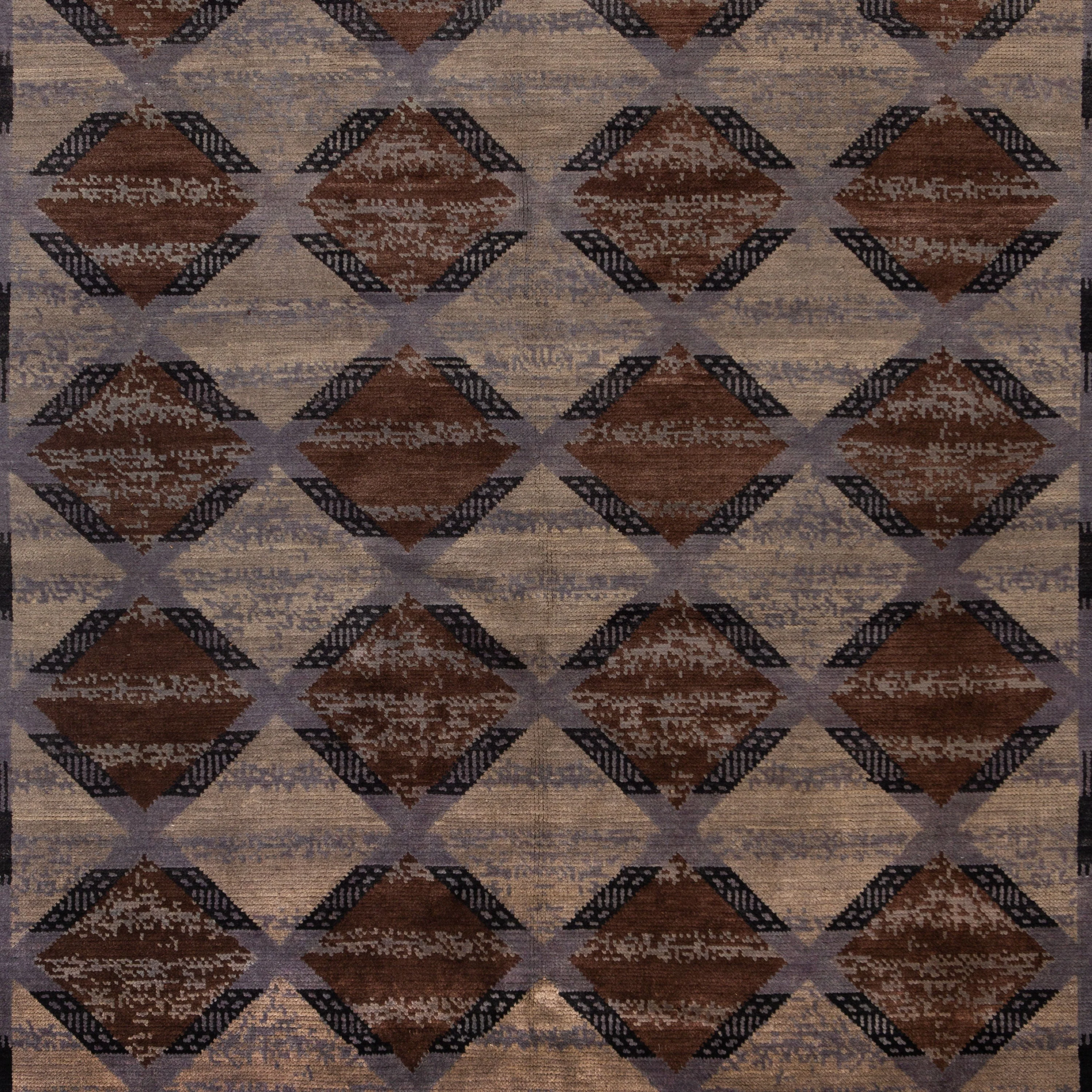Brown Modern Wool Rug - 6'4" x 9'4" - Image 2
