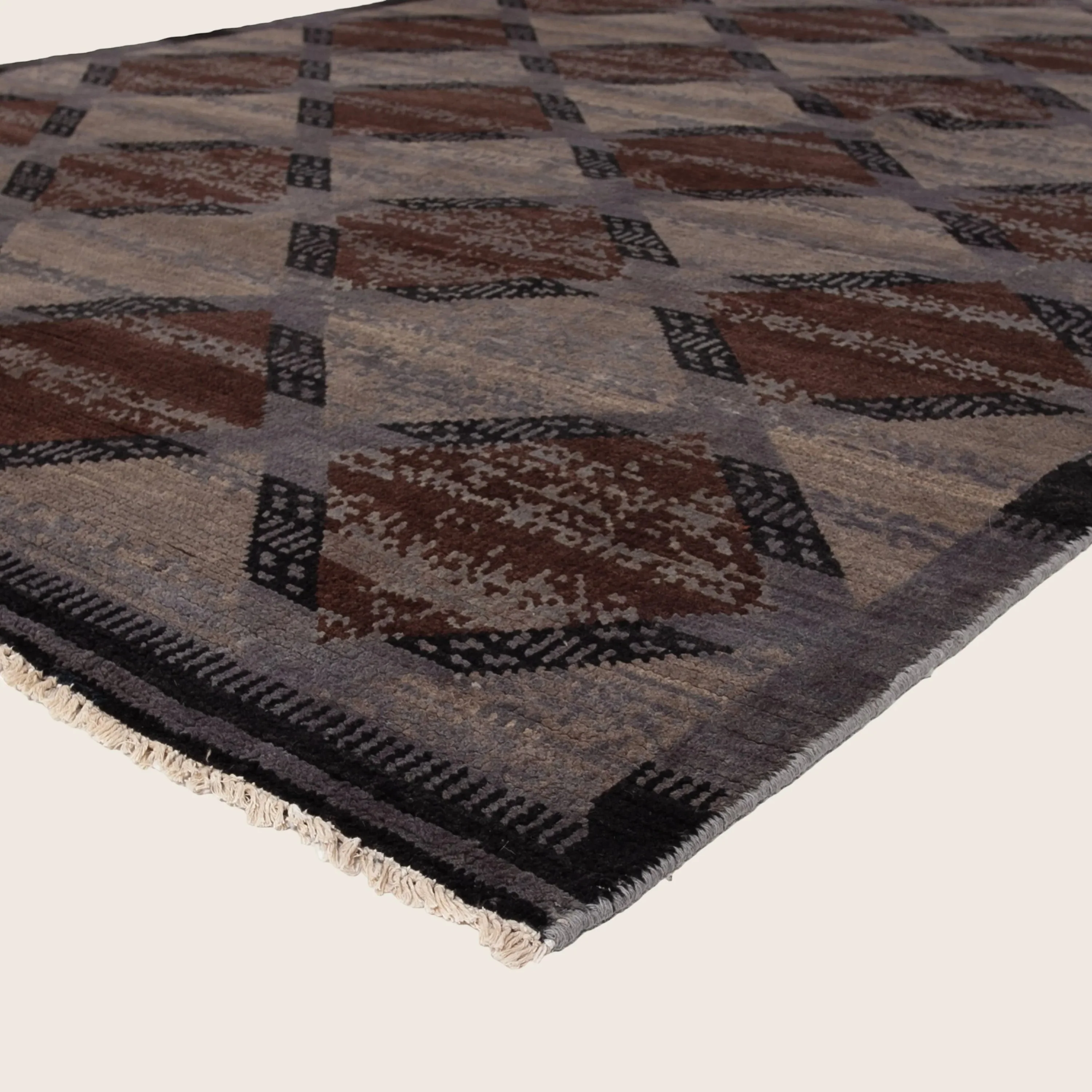 Brown Modern Wool Rug - 6'4" x 9'4" - Image 3
